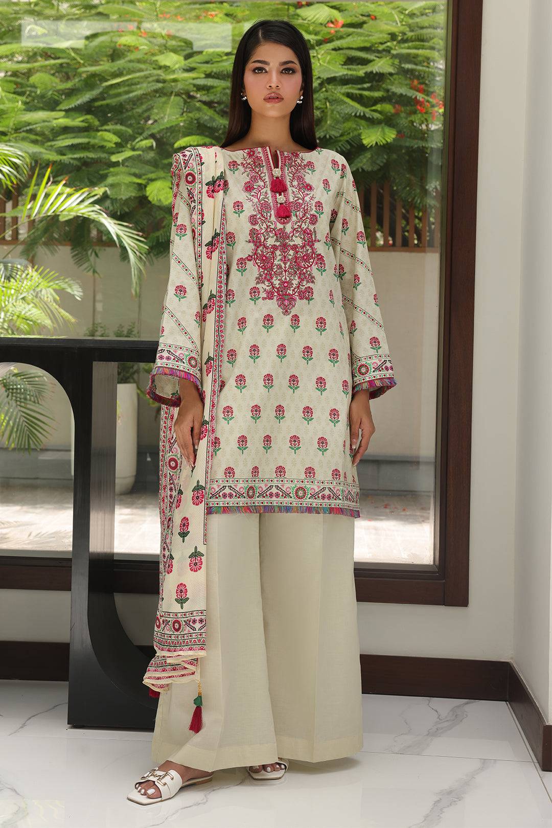 Zellbury | Unstitched 2 Piece Cambric | Embroidered Shirt Dupatta - 0105 by Maria Faisal - Registered Vendor of : Zellbury Women - type : Essential Unstitched - 100% original wedding dresses