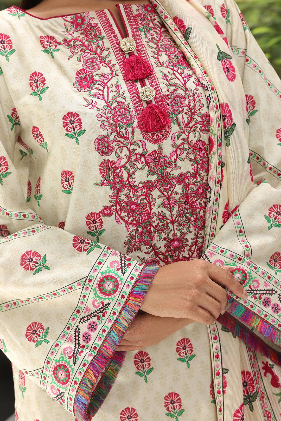 Zellbury | Unstitched 2 Piece Cambric | Embroidered Shirt Dupatta - 0105 by Maria Faisal - Registered Vendor of : Zellbury Women - type : Essential Unstitched - 100% original wedding dresses