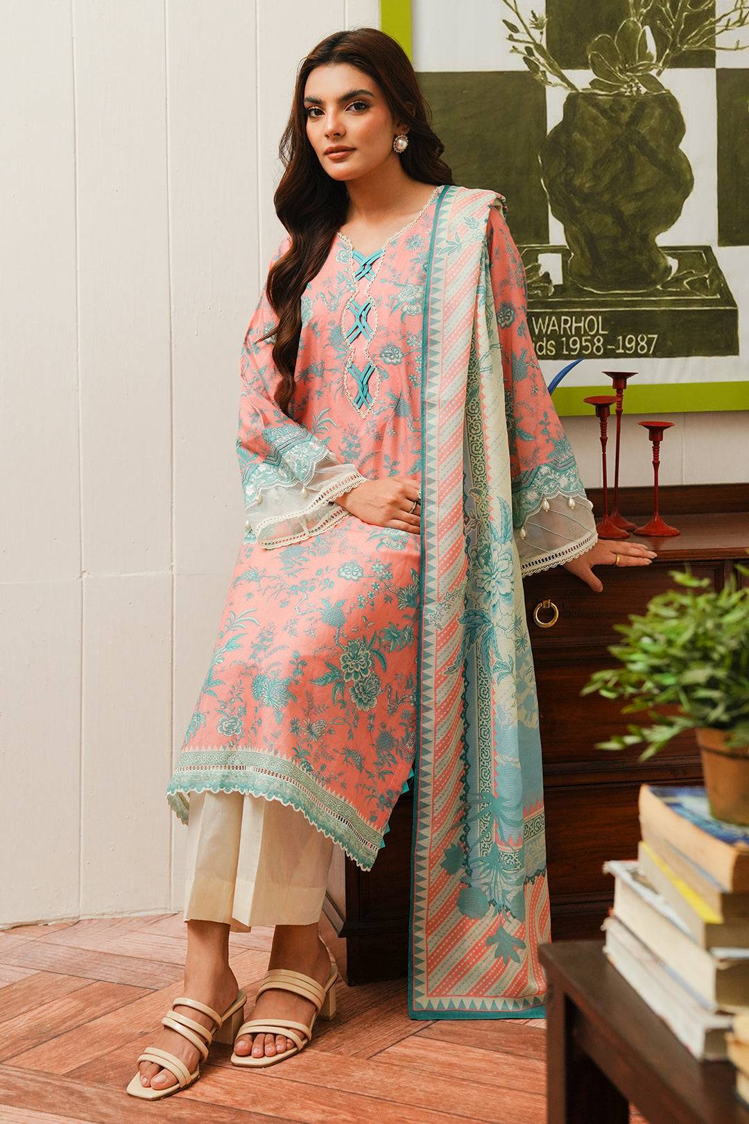 Zellbury | Unstitched 2 Piece Cambric | Embroidered Shirt Dupatta - 0106 by Maria Faisal - Registered Vendor of : Zellbury Women - type : Essential Unstitched - 100% original wedding dresses
