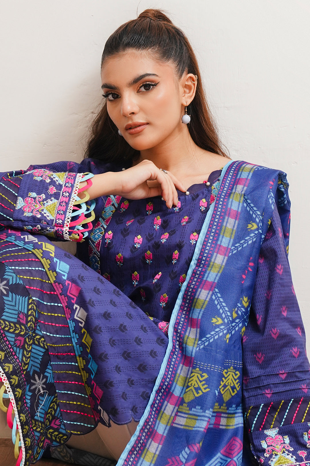 Zellbury | Unstitched 2 Piece Cambric | Embroidered Shirt Dupatta - 0108 by Maria Faisal - Registered Vendor of : Zellbury Women - type : Essential Unstitched - 100% original wedding dresses