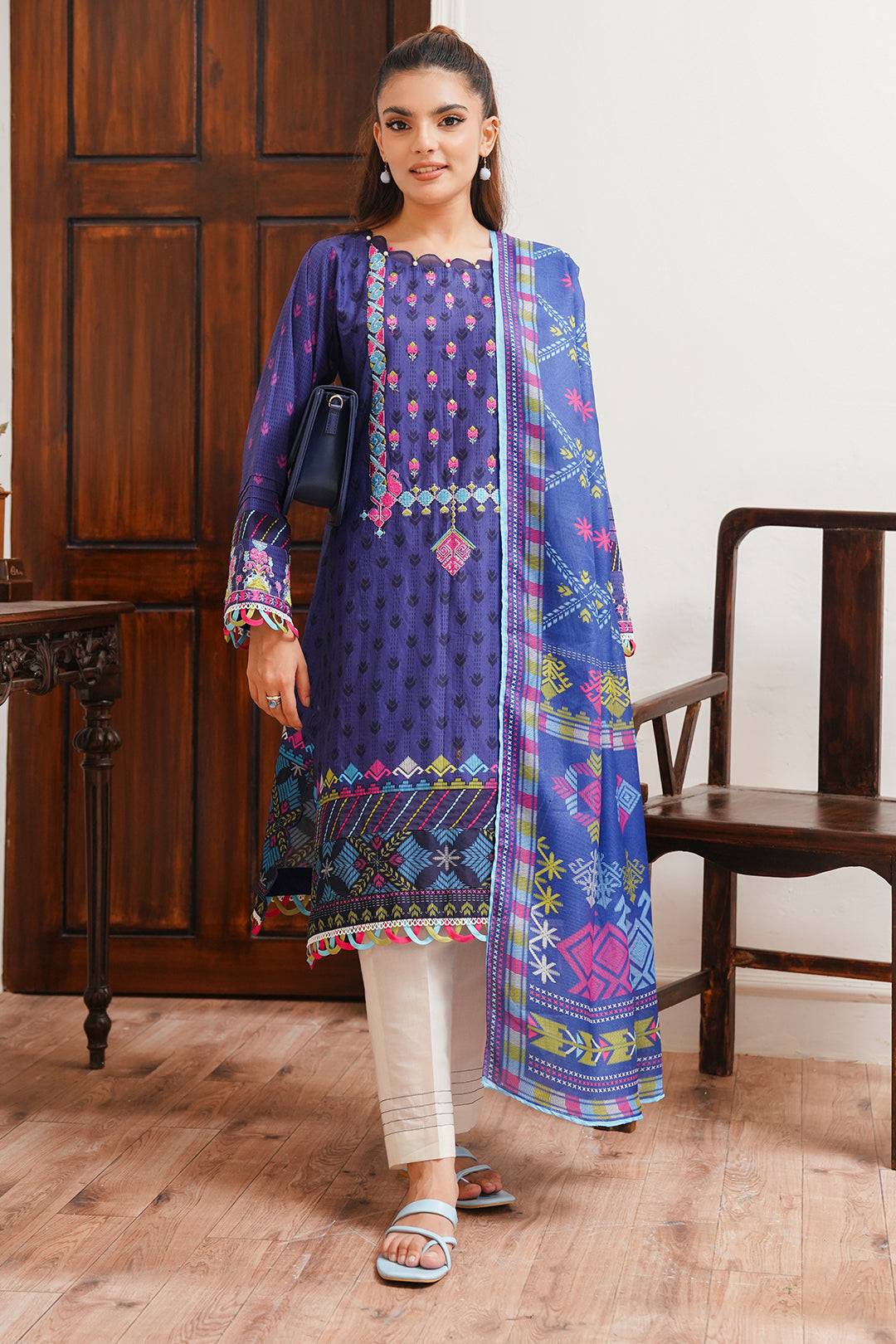 Zellbury | Unstitched 2 Piece Cambric | Embroidered Shirt Dupatta - 0108 by Maria Faisal - Registered Vendor of : Zellbury Women - type : Essential Unstitched - 100% original wedding dresses