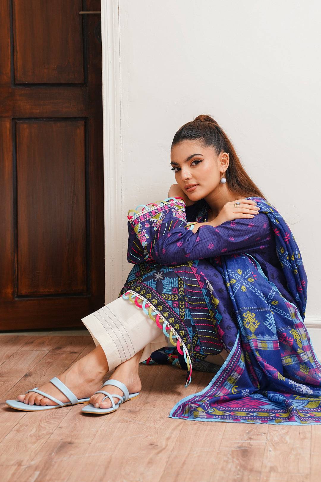 Zellbury | Unstitched 2 Piece Cambric | Embroidered Shirt Dupatta - 0108 by Maria Faisal - Registered Vendor of : Zellbury Women - type : Essential Unstitched - 100% original wedding dresses