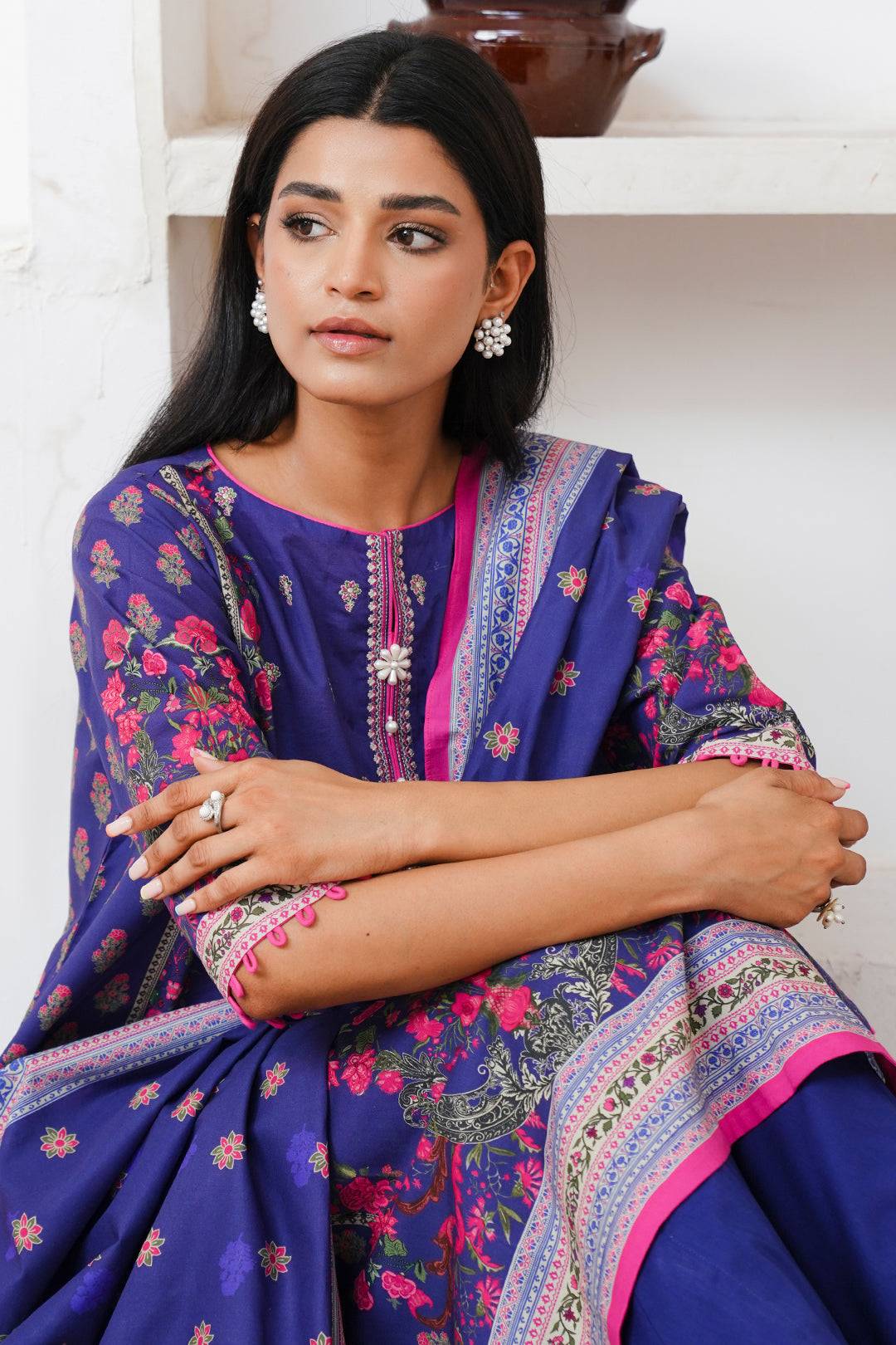 Zellbury | Unstitched 2 Piece Cambric | Embroidered Shirt Dupatta - 0110 by Maria Faisal - Registered Vendor of : Zellbury Women - type : Essential Unstitched - 100% original wedding dresses