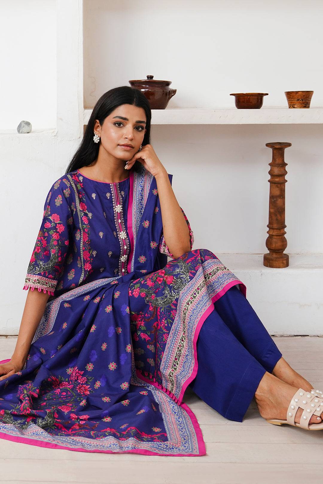 Zellbury | Unstitched 2 Piece Cambric | Embroidered Shirt Dupatta - 0110 by Maria Faisal - Registered Vendor of : Zellbury Women - type : Essential Unstitched - 100% original wedding dresses