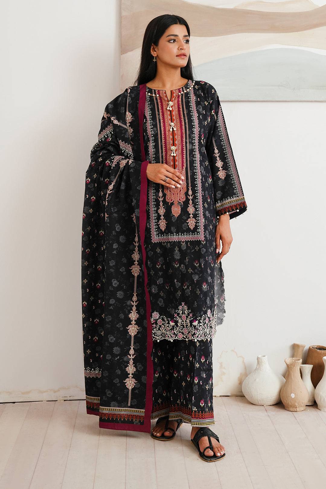 Zellbury | Unstitched 3 Piece Cambric | Embroidered Shirt Shalwar Dupatta - 0063 by Maria Faisal - Registered Vendor of : Zellbury Women - type : Essential Unstitched - 100% original wedding dresses