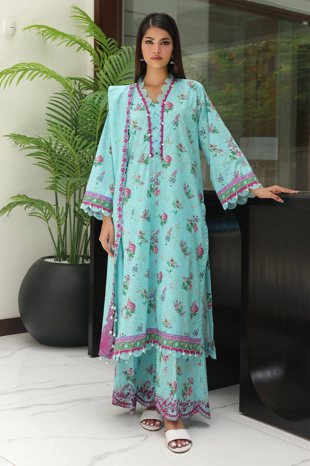 Zellbury | Unstitched 3 Piece Cambric | Embroidered Shirt Shalwar Dupatta - 0067 by Maria Faisal - Registered Vendor of : Zellbury Women - type : Essential Unstitched - 100% original wedding dresses