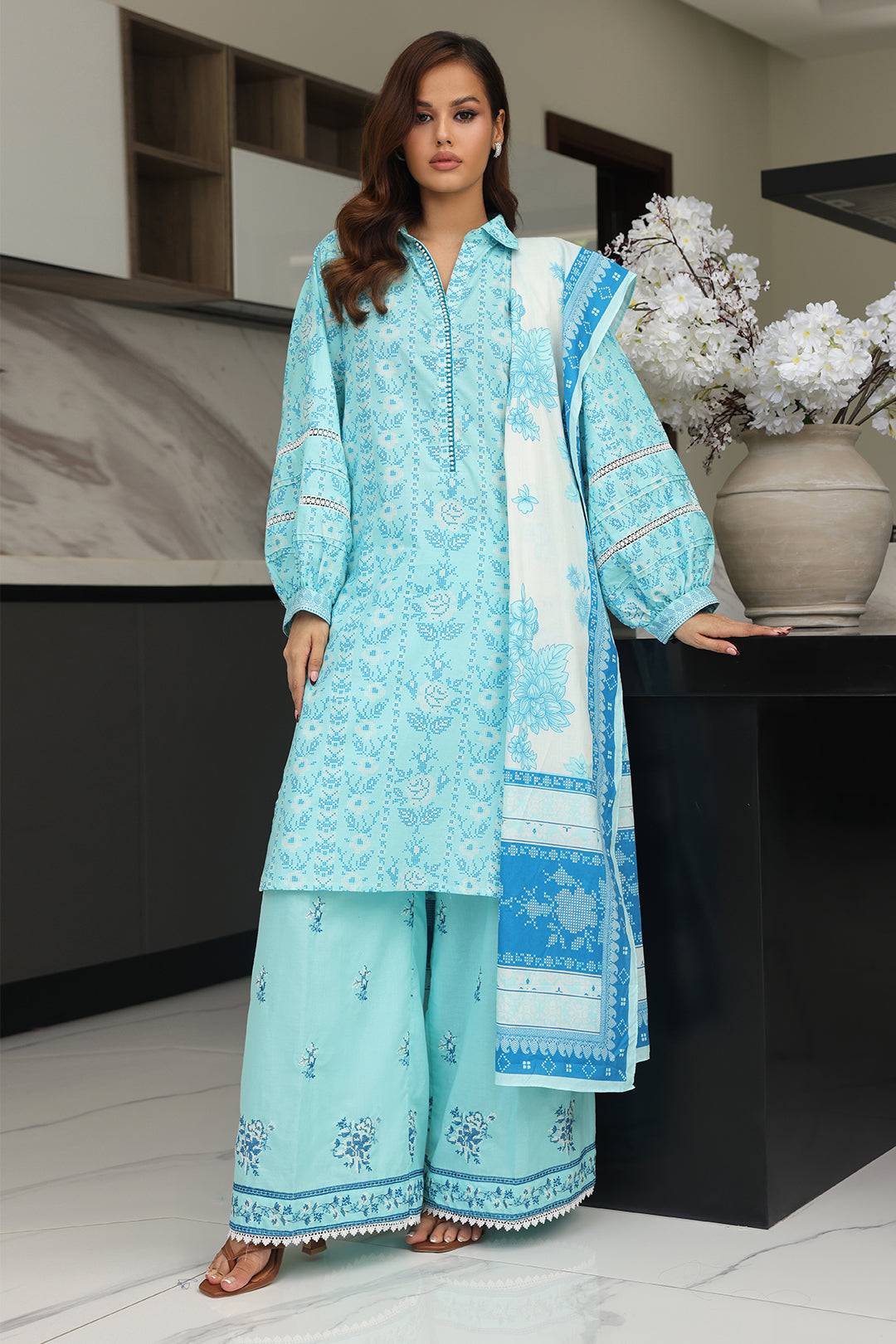 Zellbury | Unstitched 3 Piece Cambric | Embroidered Shirt Shalwar Dupatta - 0070 by Maria Faisal - Registered Vendor of : Zellbury Women - type : Essential Unstitched - 100% original wedding dresses