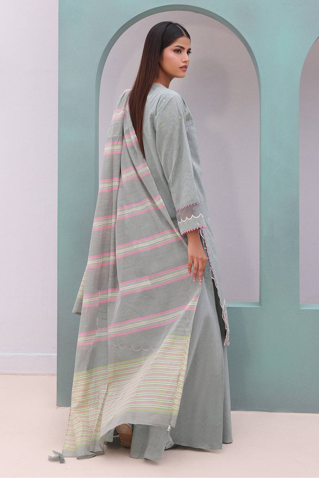 Zellbury | Unstitched 3 Piece Chambray | Embroidered Shirt Shalwar Dupatta - 0075 by Maria Faisal - Registered Vendor of : Zellbury Women - type : Essential Unstitched - 100% original wedding dresses