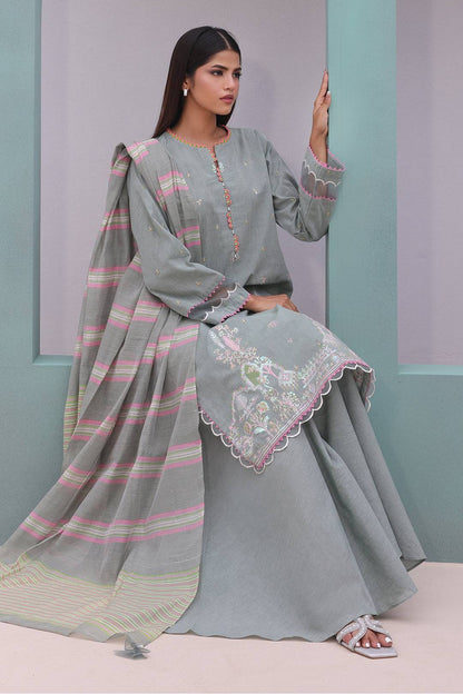 Zellbury | Unstitched 3 Piece Chambray | Embroidered Shirt Shalwar Dupatta - 0075 by Maria Faisal - Registered Vendor of : Zellbury Women - type : Essential Unstitched - 100% original wedding dresses