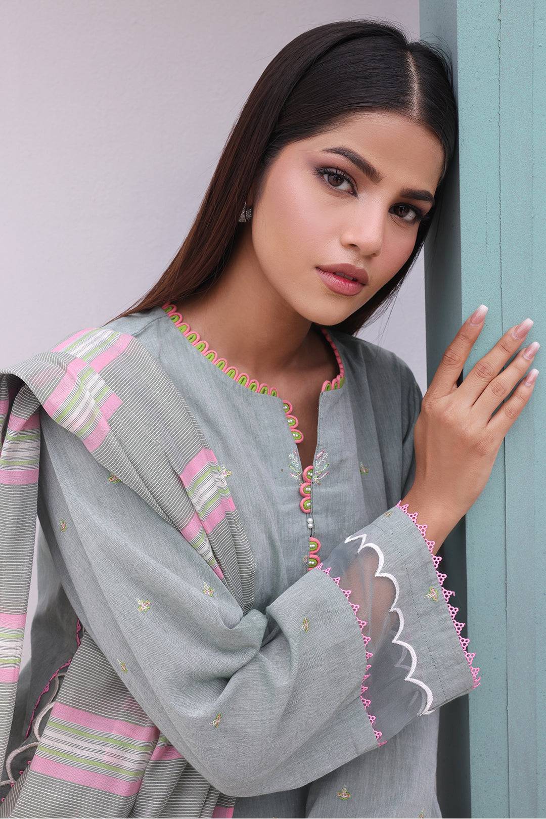 Zellbury | Unstitched 3 Piece Chambray | Embroidered Shirt Shalwar Dupatta - 0075 by Maria Faisal - Registered Vendor of : Zellbury Women - type : Essential Unstitched - 100% original wedding dresses