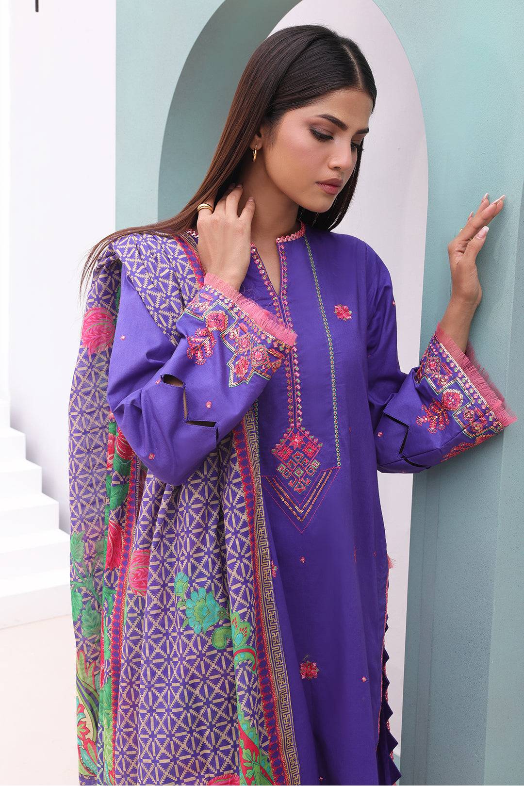 Zellbury | Unstitched 3 Piece Cambric | Embroidered Shirt Shalwar Dupatta - 0082 by Maria Faisal - Registered Vendor of : Zellbury Women - type : Signature Unstitched - 100% original wedding dresses