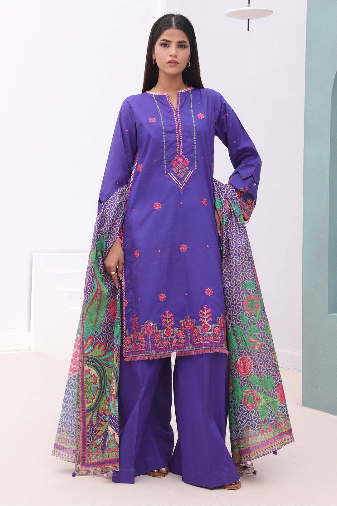 Zellbury | Unstitched 3 Piece Cambric | Embroidered Shirt Shalwar Dupatta - 0082 by Maria Faisal - Registered Vendor of : Zellbury Women - type : Signature Unstitched - 100% original wedding dresses