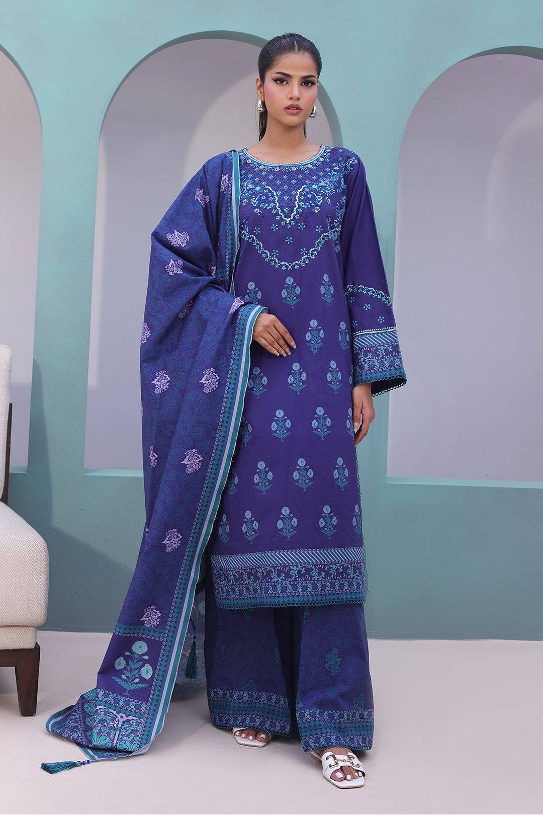 Zellbury | Unstitched 3 Piece Cambric | Embroidered Shirt Shalwar Dupatta - 0141 by Maria Faisal - Registered Vendor of : Zellbury Women - type : Essential Unstitched - 100% original wedding dresses