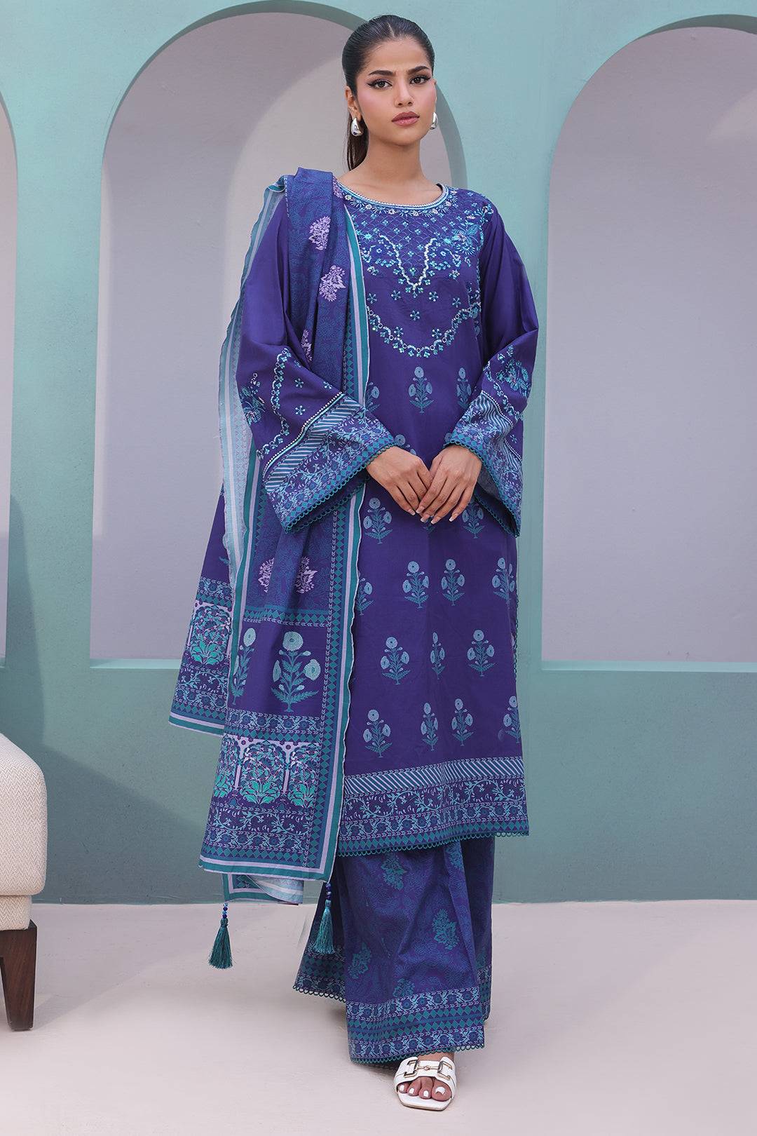 Zellbury | Unstitched 3 Piece Cambric | Embroidered Shirt Shalwar Dupatta - 0141 by Maria Faisal - Registered Vendor of : Zellbury Women - type : Essential Unstitched - 100% original wedding dresses