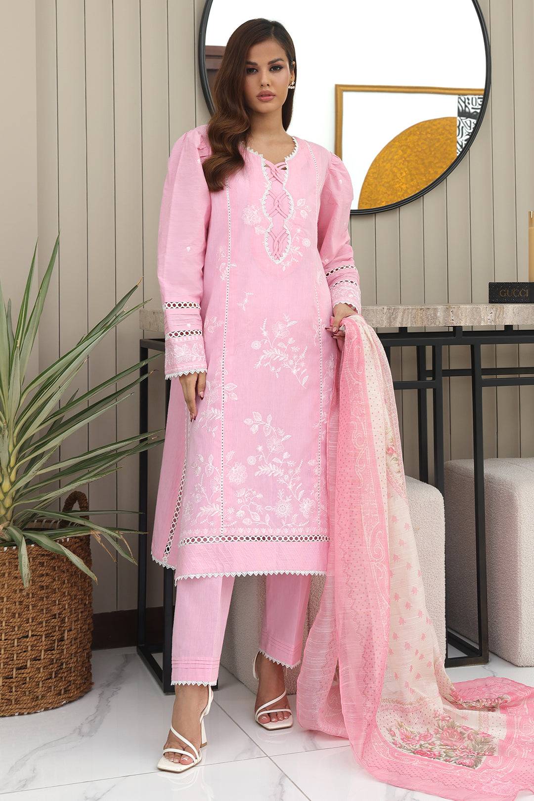 Zellbury | Unstitched 3 Piece Chambray | Embroidered Shirt Shalwar Dupatta - 0146 by Maria Faisal - Registered Vendor of : Zellbury Women - type : Essential Unstitched - 100% original wedding dresses