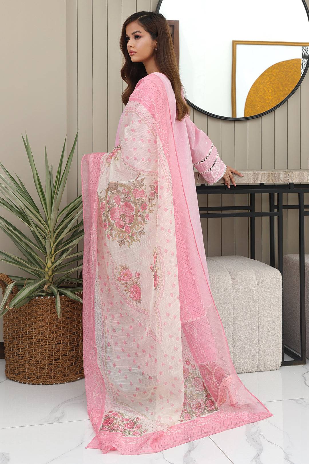 Zellbury | Unstitched 3 Piece Chambray | Embroidered Shirt Shalwar Dupatta - 0146 by Maria Faisal - Registered Vendor of : Zellbury Women - type : Essential Unstitched - 100% original wedding dresses