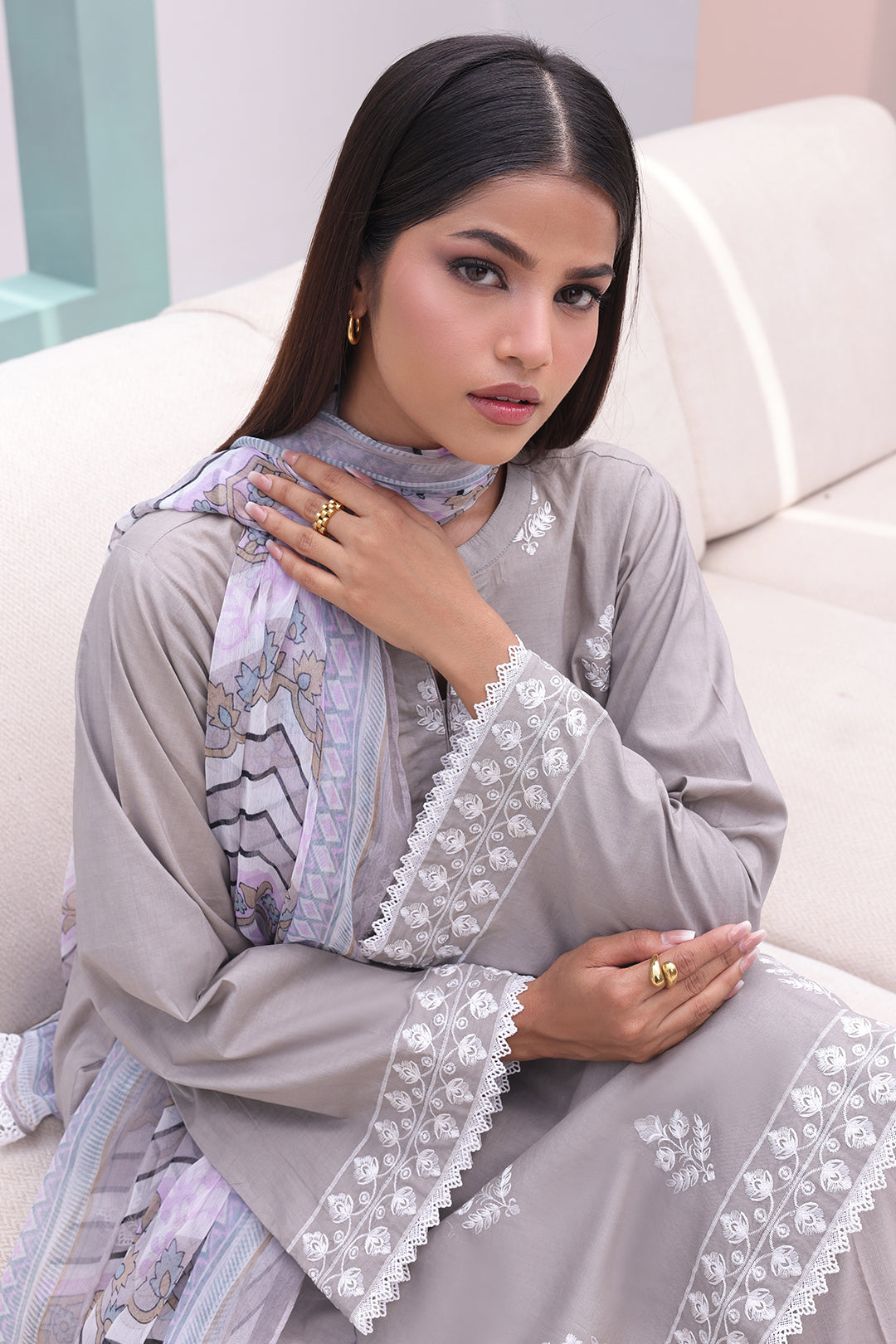 Zellbury | Unstitched 3 Piece Cambric | Embroidered Shirt Shalwar Dupatta - 0601 by Maria Faisal - Registered Vendor of : Zellbury Women - type : Essential Unstitched - 100% original wedding dresses
