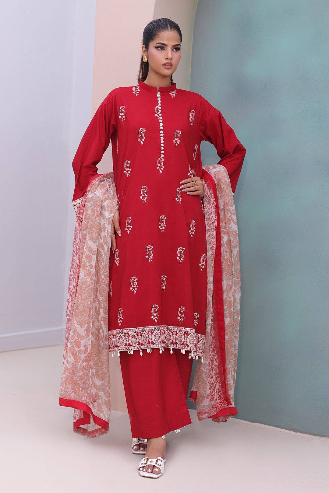 Zellbury | Unstitched 3 Piece Cambric | Embroidered Shirt Shalwar Dupatta - 0602 by Maria Faisal - Registered Vendor of : Zellbury Women - type : Essential Unstitched - 100% original wedding dresses