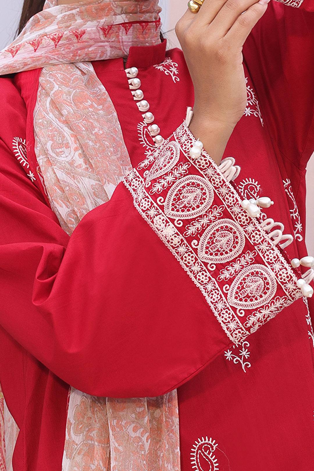 Zellbury | Unstitched 3 Piece Cambric | Embroidered Shirt Shalwar Dupatta - 0602 by Maria Faisal - Registered Vendor of : Zellbury Women - type : Essential Unstitched - 100% original wedding dresses