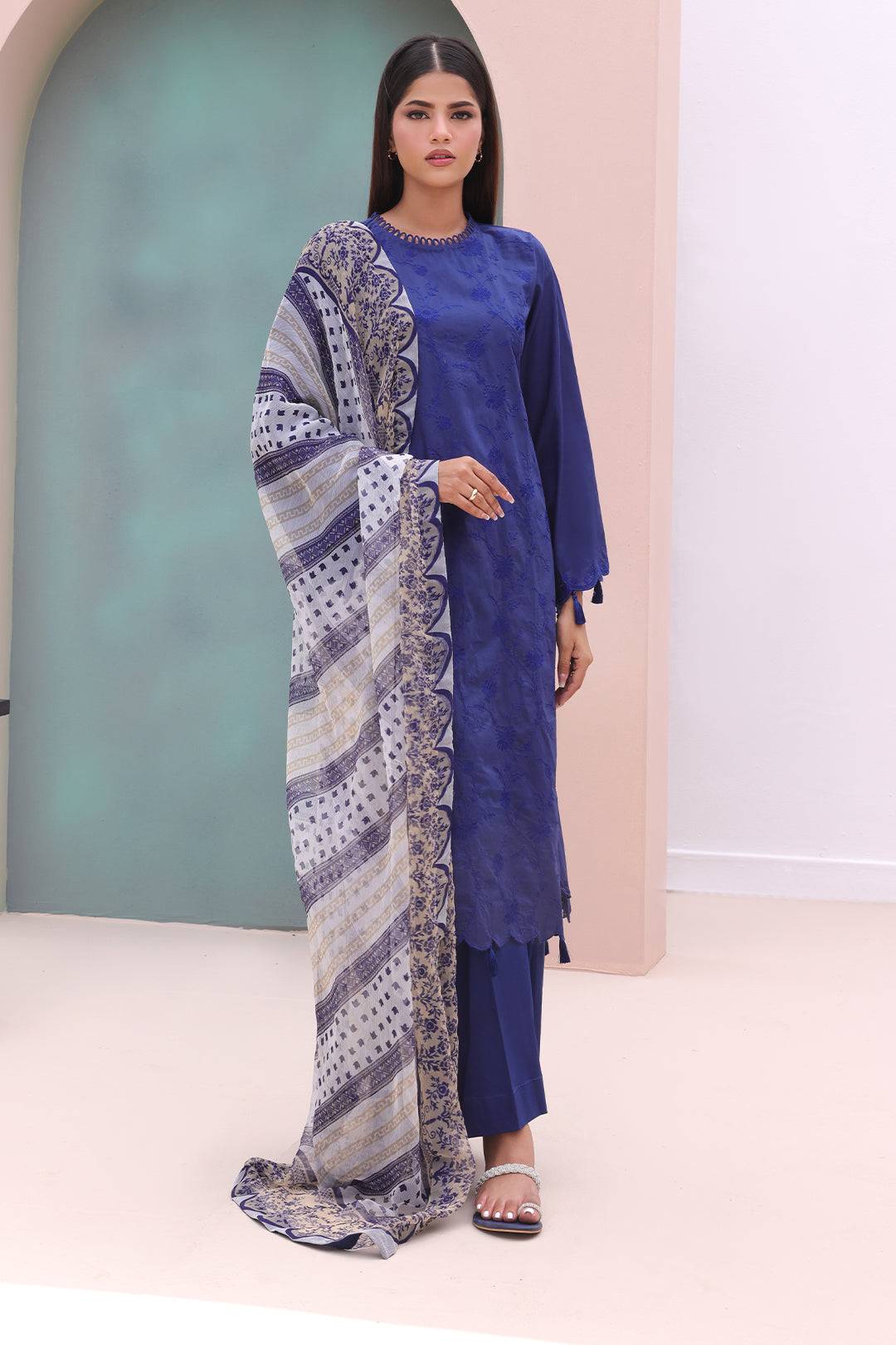 Zellbury | Unstitched 3 Piece Cambric | Embroidered Shirt Dupatta - 0604 by Maria Faisal - Registered Vendor of : Zellbury Women - type : Essential Unstitched - 100% original wedding dresses