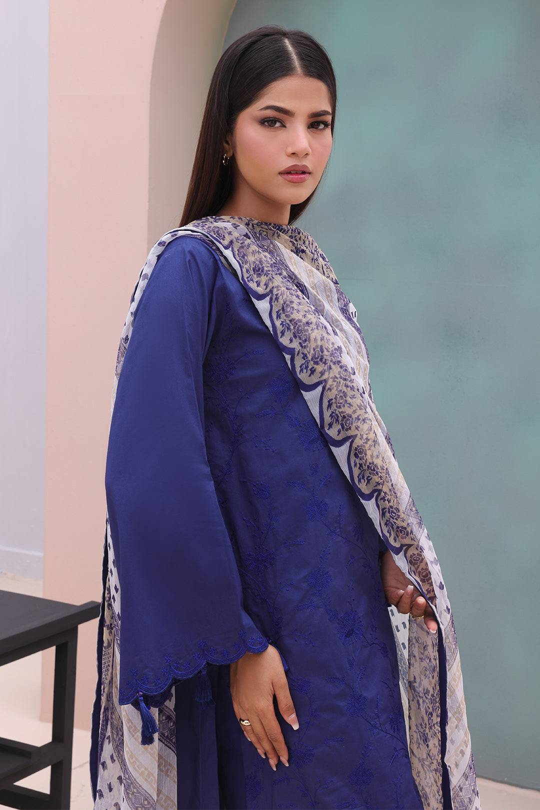 Zellbury | Unstitched 3 Piece Cambric | Embroidered Shirt Dupatta - 0604 by Maria Faisal - Registered Vendor of : Zellbury Women - type : Essential Unstitched - 100% original wedding dresses