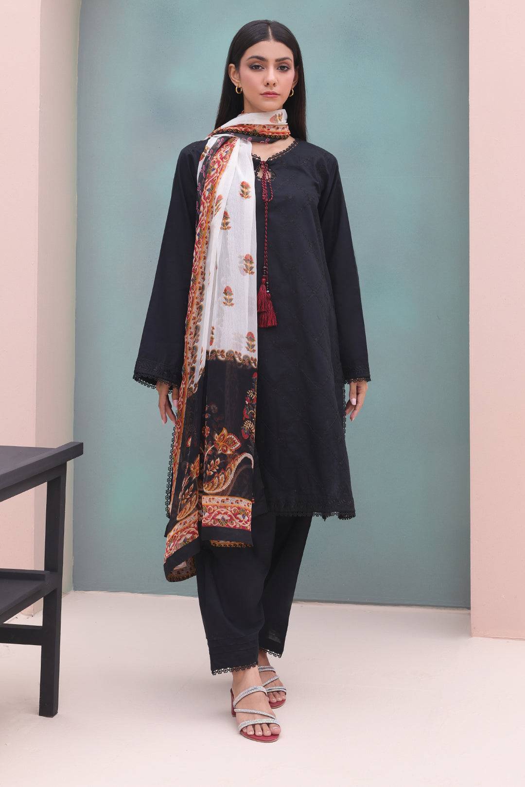 Zellbury | Unstitched 3 Piece Cambric | Embroidered Shirt Shalwar Dupatta - 0605 by Maria Faisal - Registered Vendor of : Zellbury Women - type : Essential Unstitched - 100% original wedding dresses