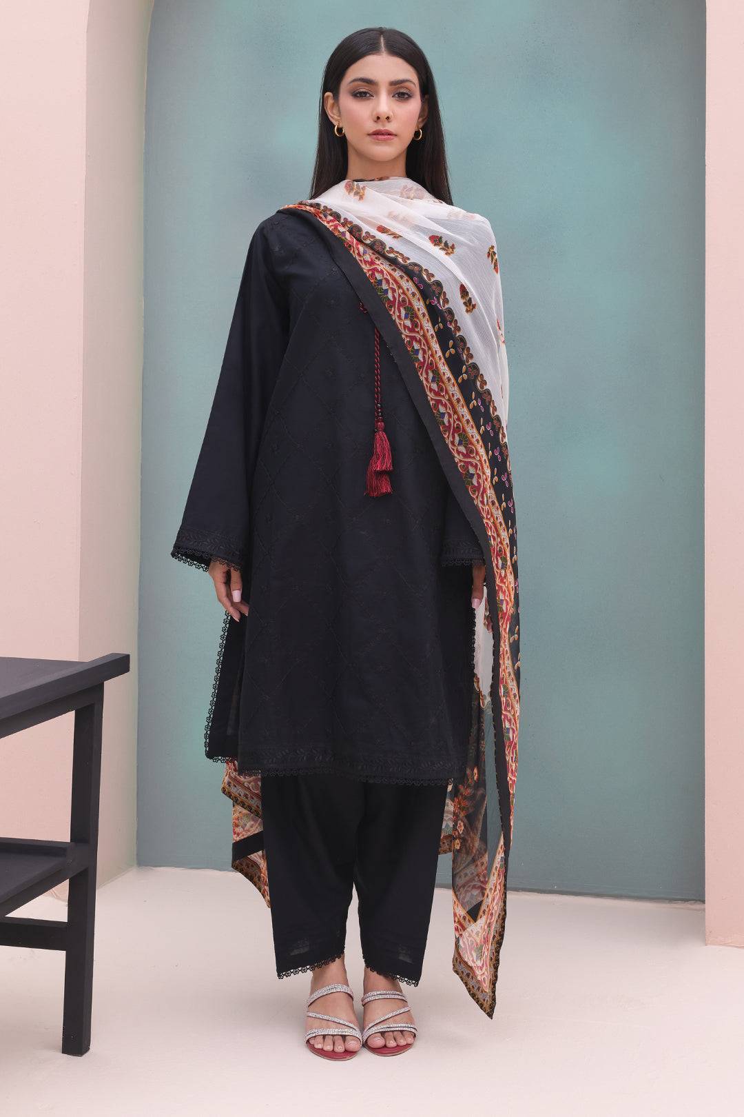 Zellbury | Unstitched 3 Piece Cambric | Embroidered Shirt Shalwar Dupatta - 0605 by Maria Faisal - Registered Vendor of : Zellbury Women - type : Essential Unstitched - 100% original wedding dresses