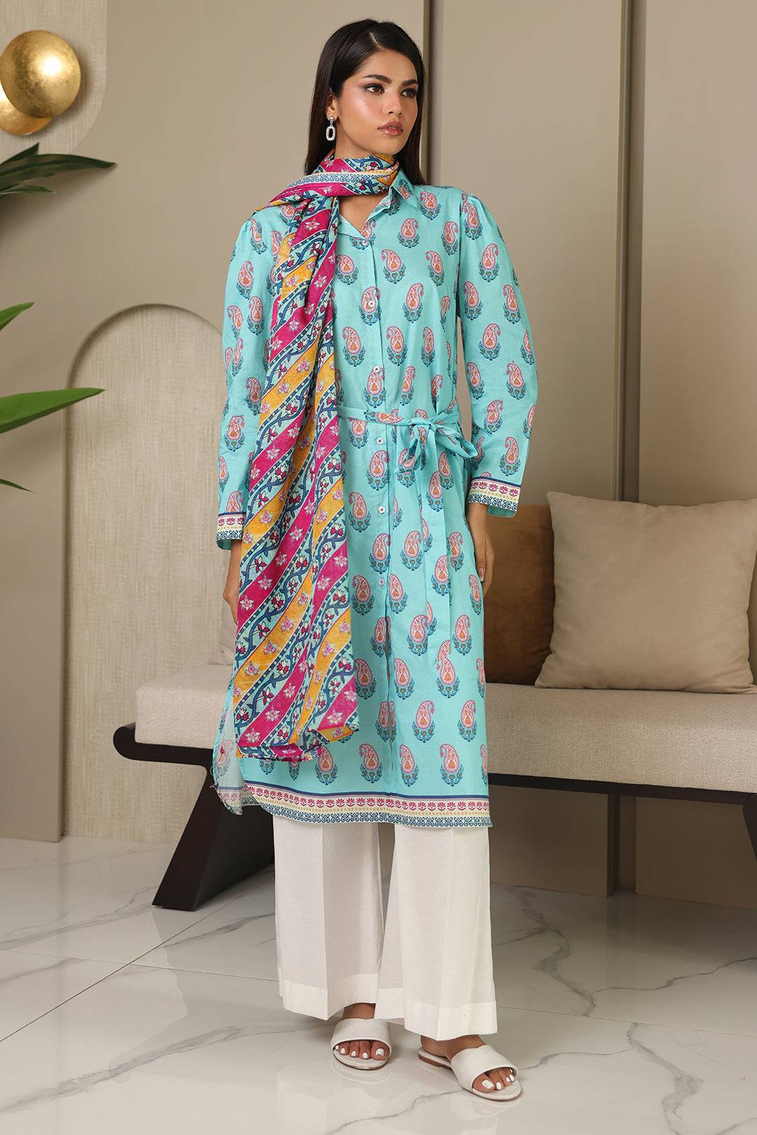 Zellbury | Unstitched 2 Piece Cambric | Shirt Dupatta - 0001 by Maria Faisal - Registered Vendor of : Zellbury Women - type : Essential Unstitched - 100% original wedding dresses