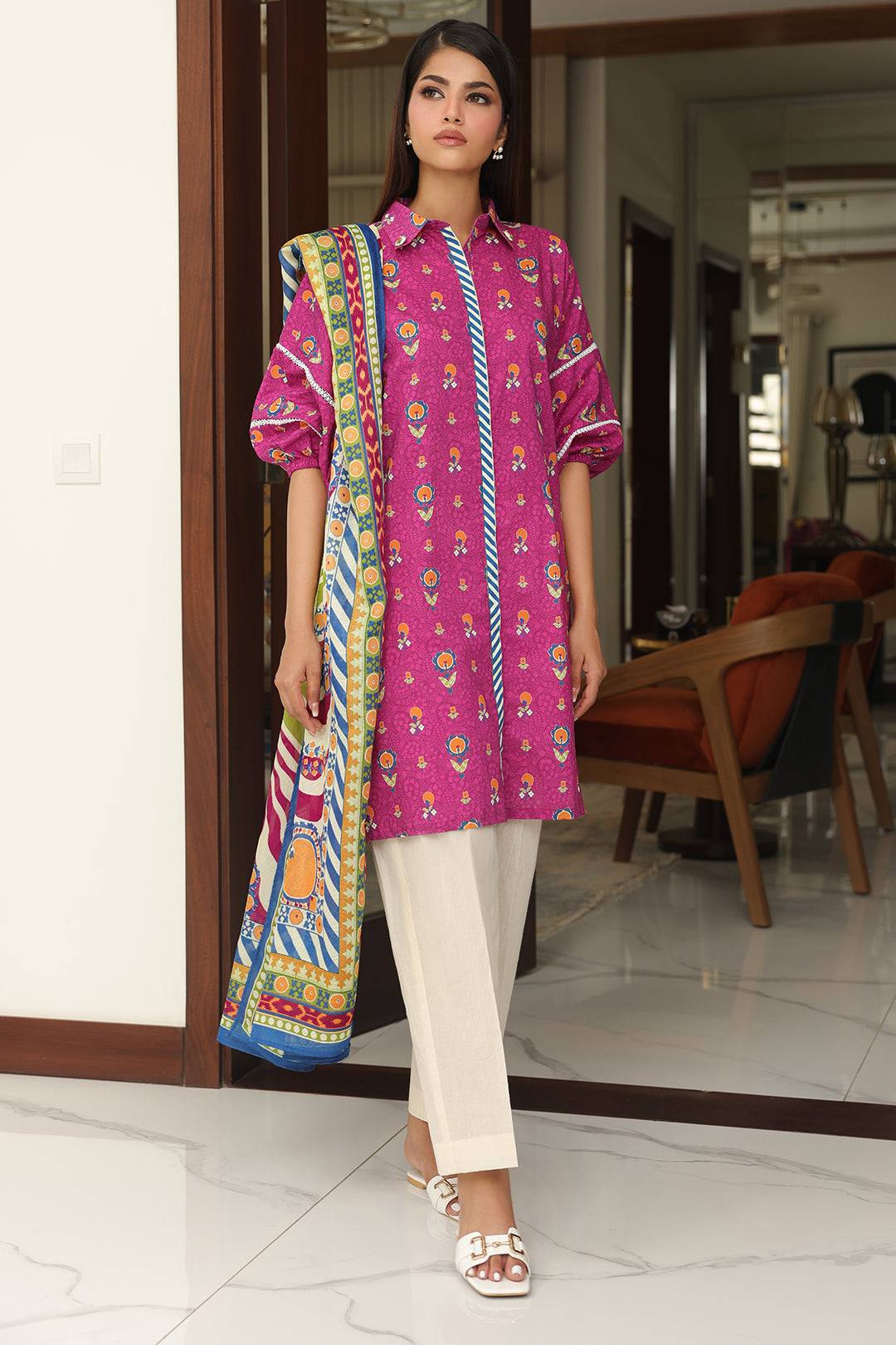 Zellbury | Unstitched 2 Piece Cambric | Shirt Dupatta - 0002 by Maria Faisal - Registered Vendor of : Zellbury Women - type : Essential Unstitched - 100% original wedding dresses