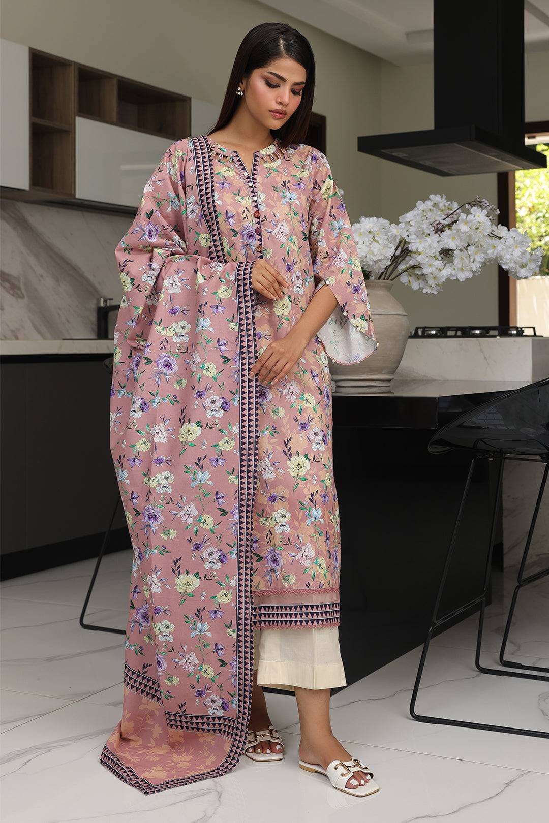 Zellbury | Unstitched 2 Piece Cambric | Shirt Dupatta - 0007 by Maria Faisal - Registered Vendor of : Zellbury Women - type : Essential Unstitched - 100% original wedding dresses