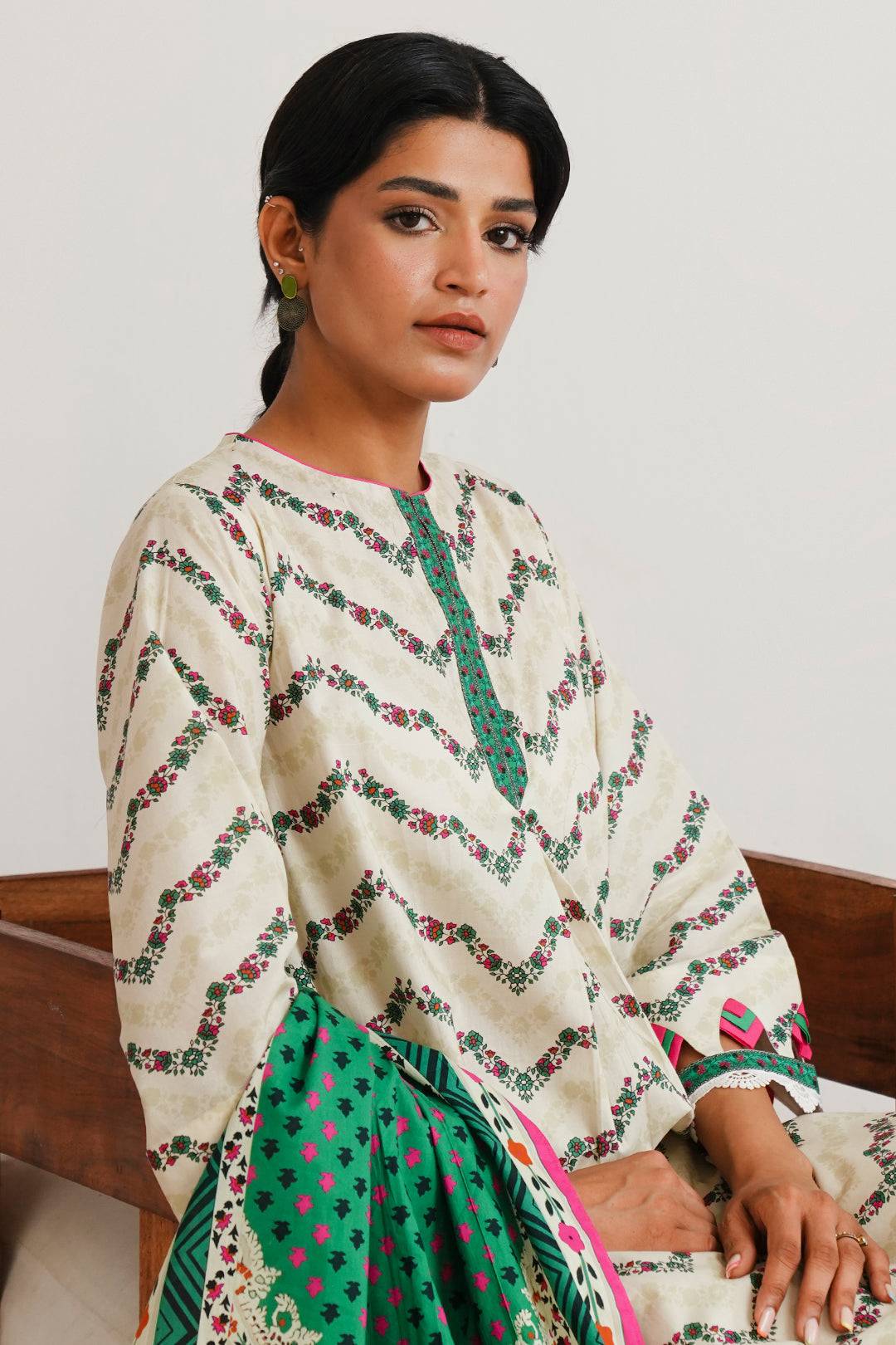 Zellbury | Unstitched 2 Piece Cambric | Shirt Dupatta - 0009 by Maria Faisal - Registered Vendor of : Zellbury Women - type : Essential Unstitched - 100% original wedding dresses