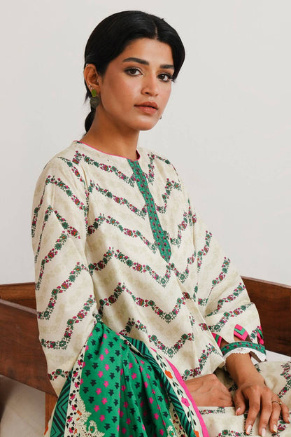 Zellbury | Unstitched 2 Piece Cambric | Shirt Dupatta - 0009 by Maria Faisal - Registered Vendor of : Zellbury Women - type : Essential Unstitched - 100% original wedding dresses