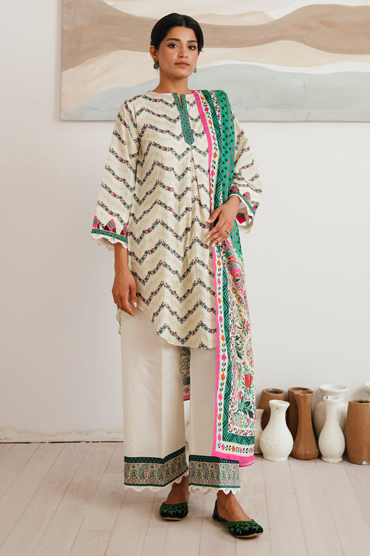 Zellbury | Unstitched 2 Piece Cambric | Shirt Dupatta - 0009 by Maria Faisal - Registered Vendor of : Zellbury Women - type : Essential Unstitched - 100% original wedding dresses