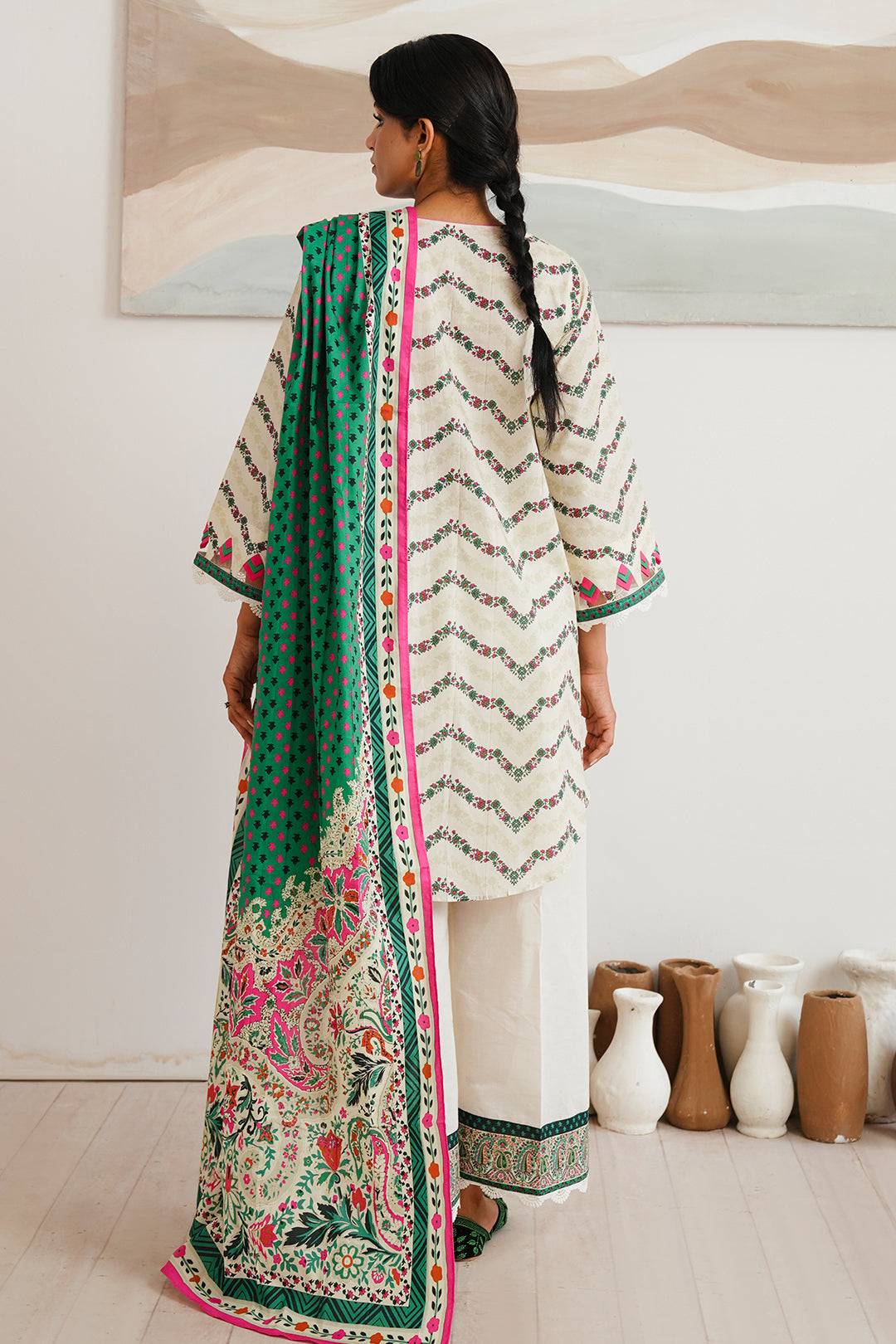 Zellbury | Unstitched 2 Piece Cambric | Shirt Dupatta - 0009 by Maria Faisal - Registered Vendor of : Zellbury Women - type : Essential Unstitched - 100% original wedding dresses