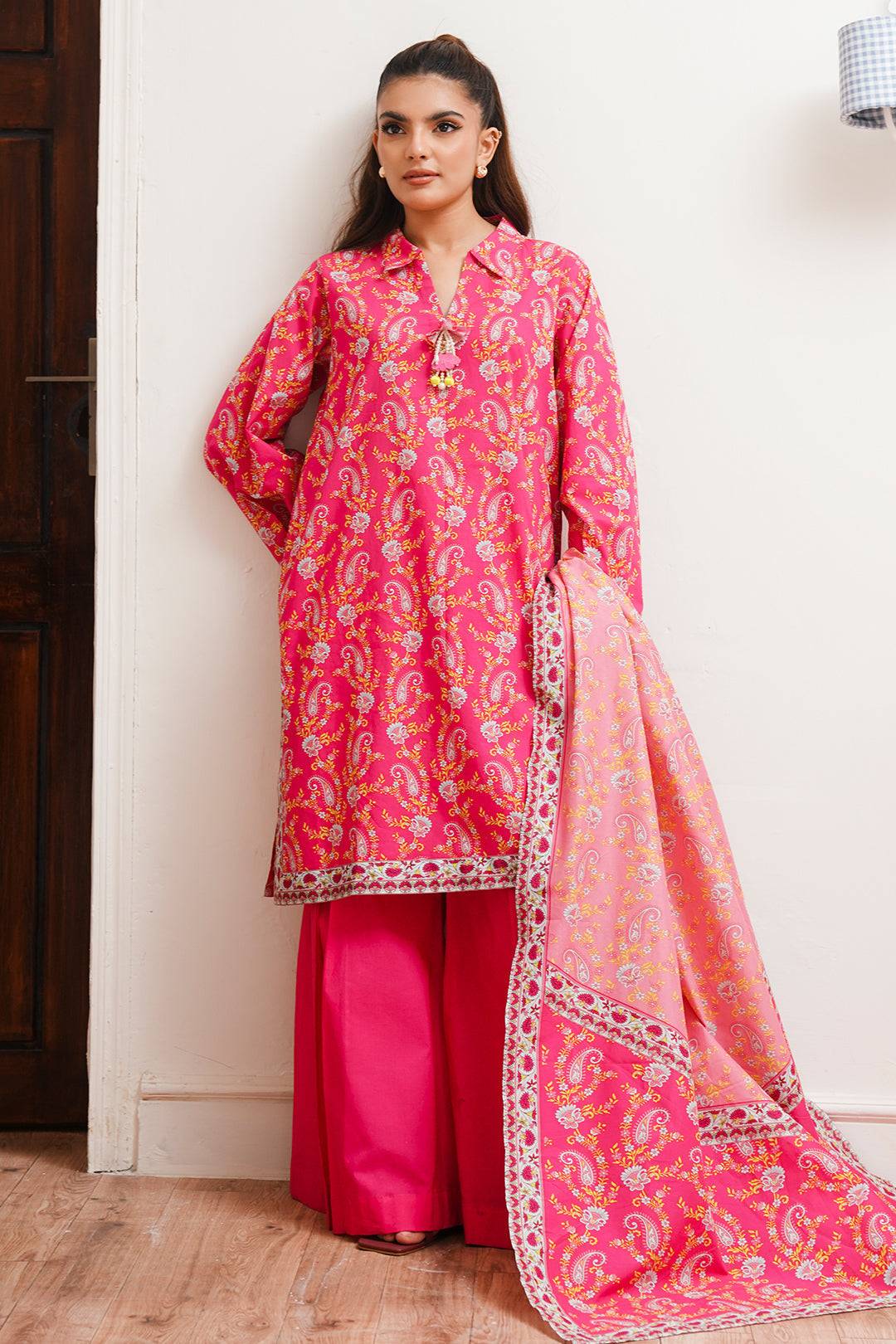 Zellbury | Unstitched 2 Piece Cambric | Shirt Dupatta - 0093 by Maria Faisal - Registered Vendor of : Zellbury Women - type : Essential Unstitched - 100% original wedding dresses