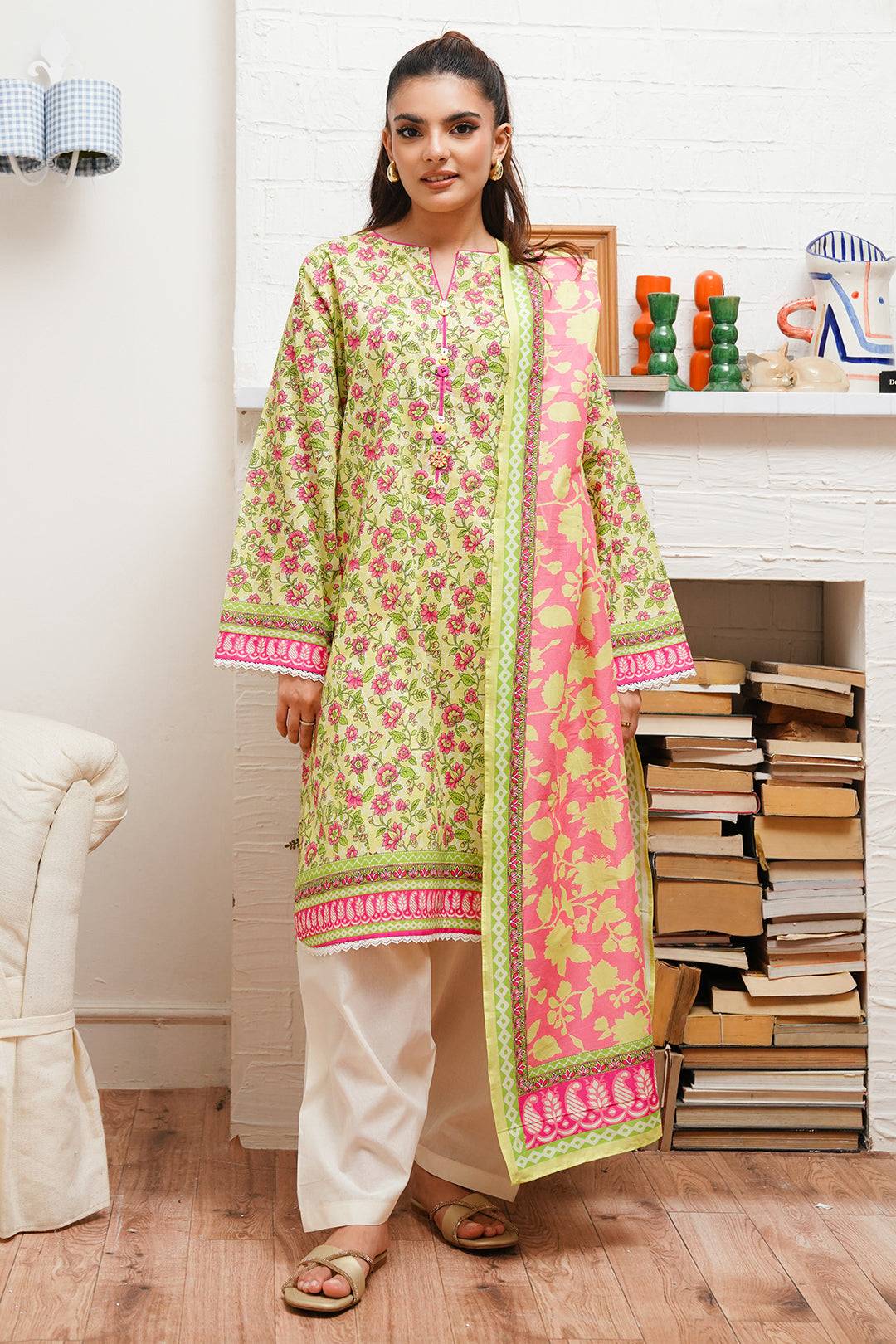 Zellbury | Unstitched 2 Piece Cambric | Shirt Dupatta - 0095 by Maria Faisal - Registered Vendor of : Zellbury Women - type : Essential Unstitched - 100% original wedding dresses