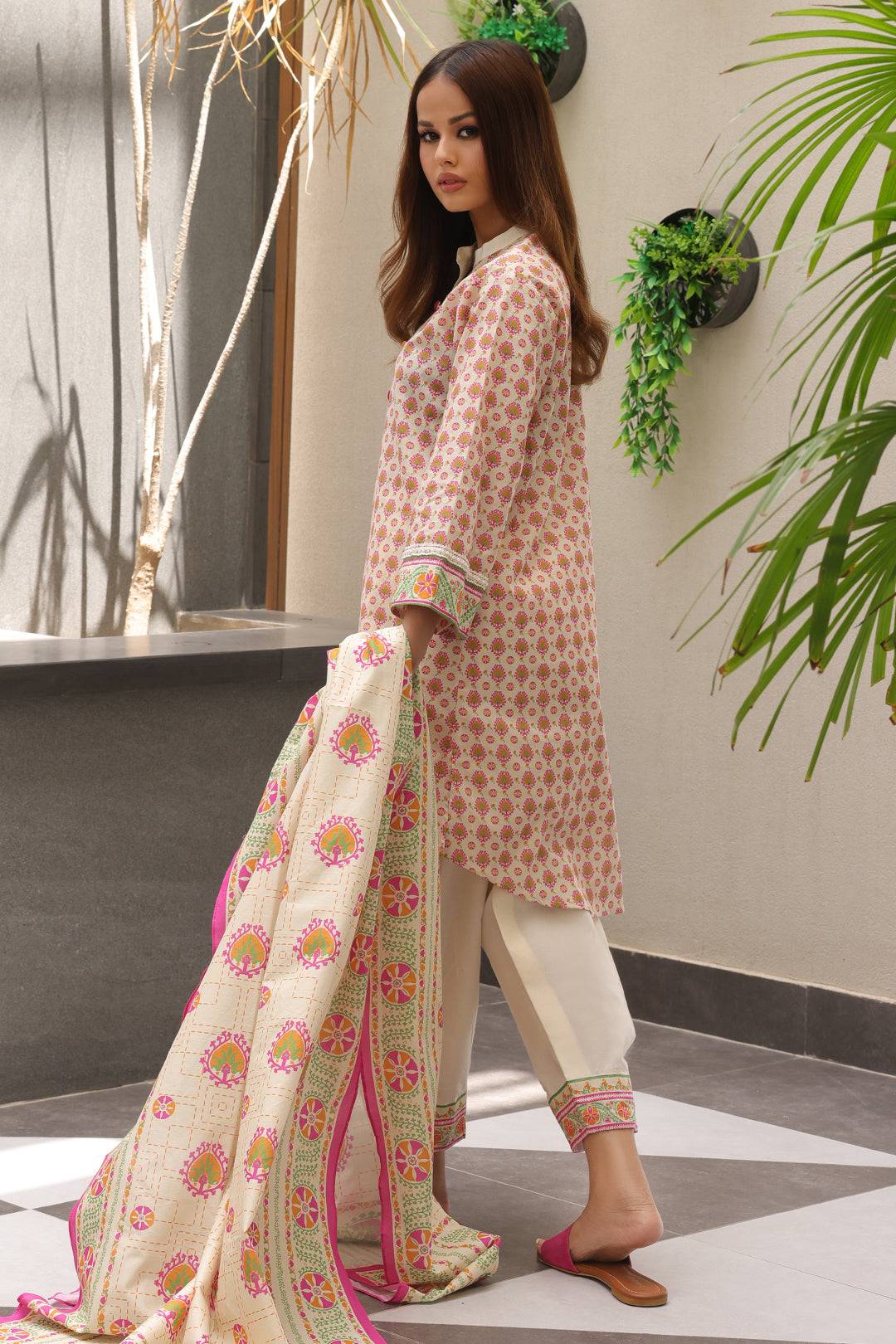 Zellbury | Unstitched 2 Piece Cambric | Shirt Dupatta - 0096 by Maria Faisal - Registered Vendor of : Zellbury Women - type : Essential Unstitched - 100% original wedding dresses