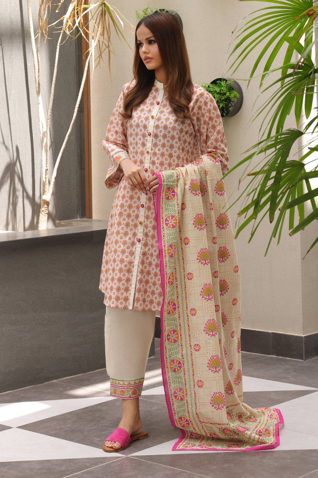 Zellbury | Unstitched 2 Piece Cambric | Shirt Dupatta - 0096 by Maria Faisal - Registered Vendor of : Zellbury Women - type : Essential Unstitched - 100% original wedding dresses