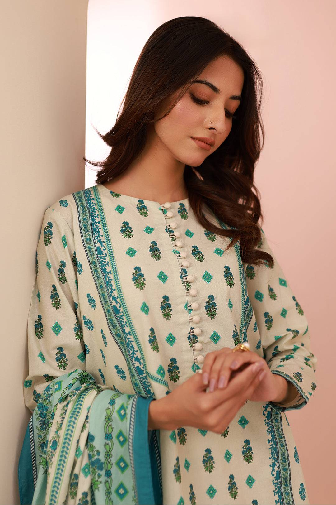 Zellbury | Unstitched 2 Piece Cambric | Shirt Dupatta - 0606 by Maria Faisal - Registered Vendor of : Zellbury Women - type : Essential Unstitched - 100% original wedding dresses