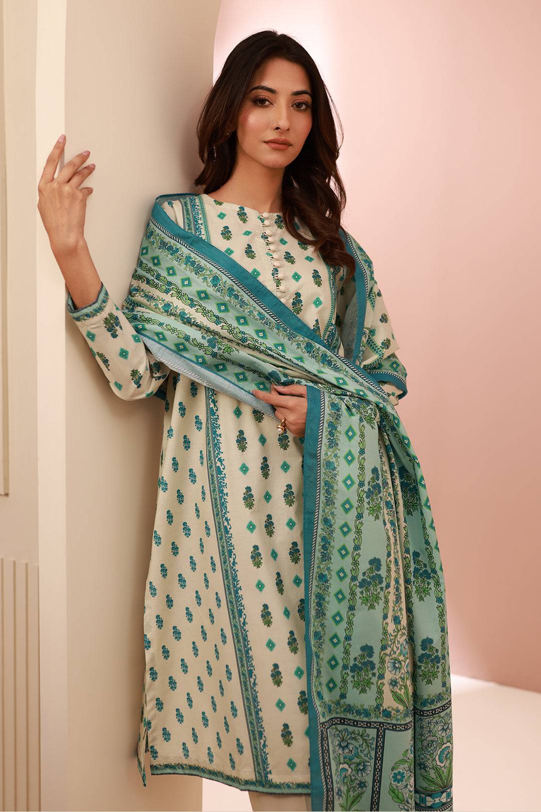 Zellbury | Unstitched 2 Piece Cambric | Shirt Dupatta - 0606 by Maria Faisal - Registered Vendor of : Zellbury Women - type : Essential Unstitched - 100% original wedding dresses