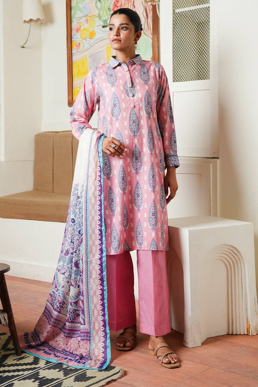 Zellbury | Unstitched 3 Piece Cambric | Shirt Shalwar Dupatta - 0035 by Maria Faisal - Registered Vendor of : Zellbury Women - type : Essential Unstitched - 100% original wedding dresses