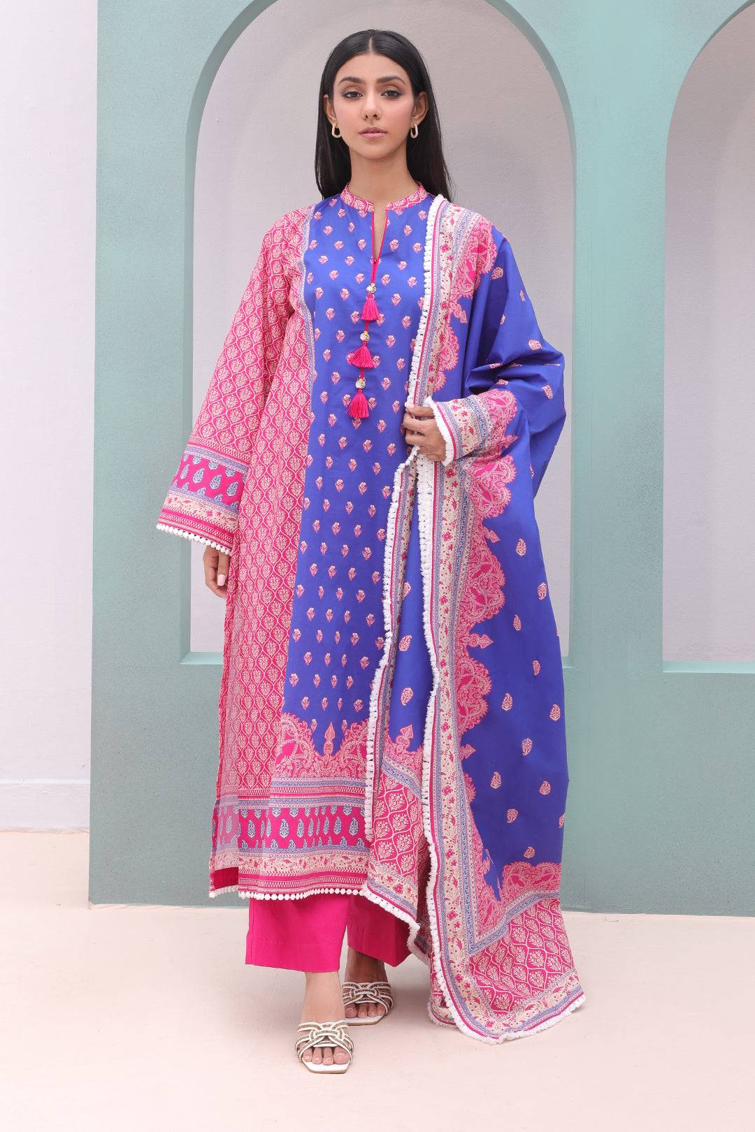 Zellbury | Unstitched 3 Piece Cambric | Shirt Shalwar Dupatta - 0038 by Maria Faisal - Registered Vendor of : Zellbury Women - type : Essential Unstitched - 100% original wedding dresses