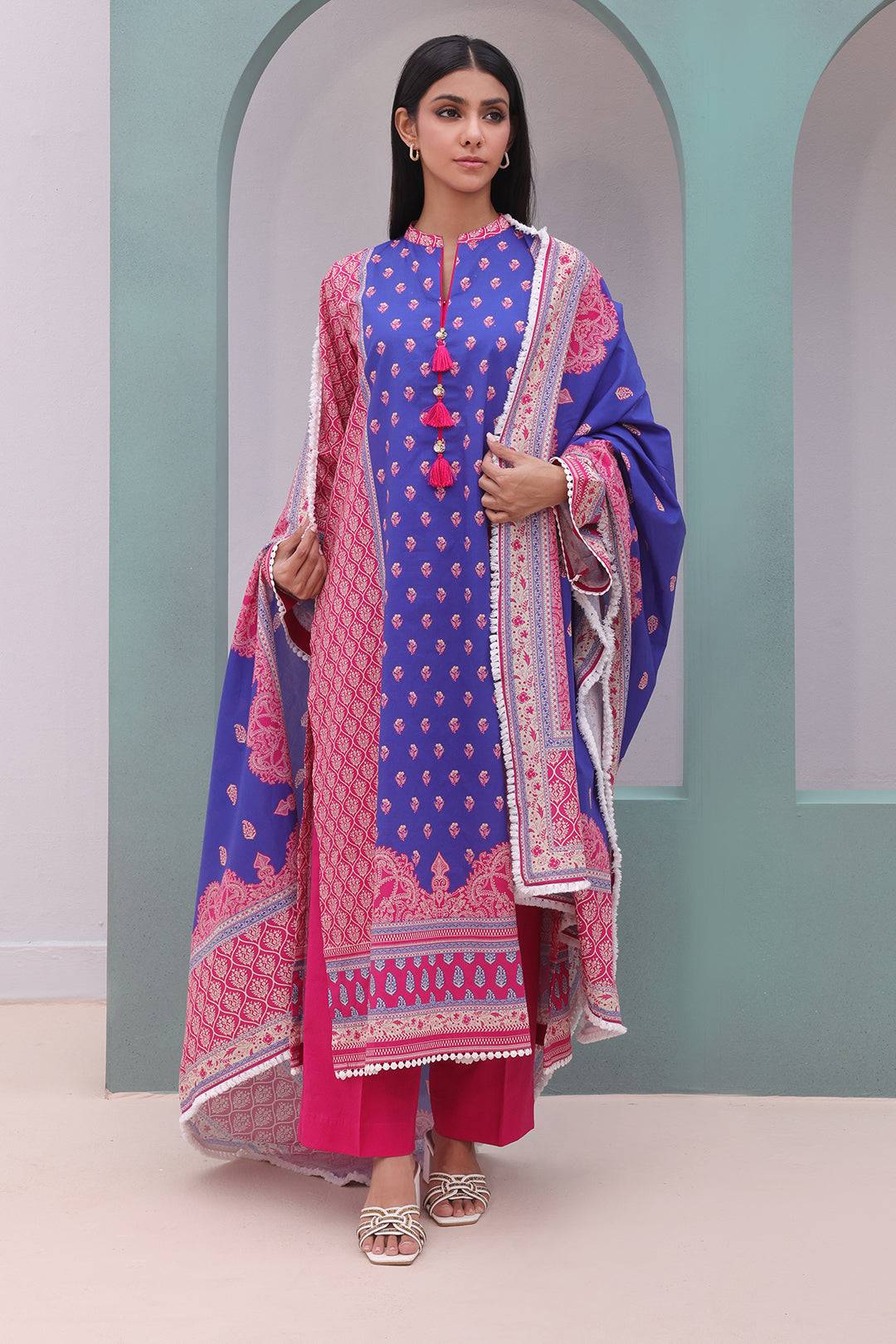 Zellbury | Unstitched 3 Piece Cambric | Shirt Shalwar Dupatta - 0038 by Maria Faisal - Registered Vendor of : Zellbury Women - type : Essential Unstitched - 100% original wedding dresses