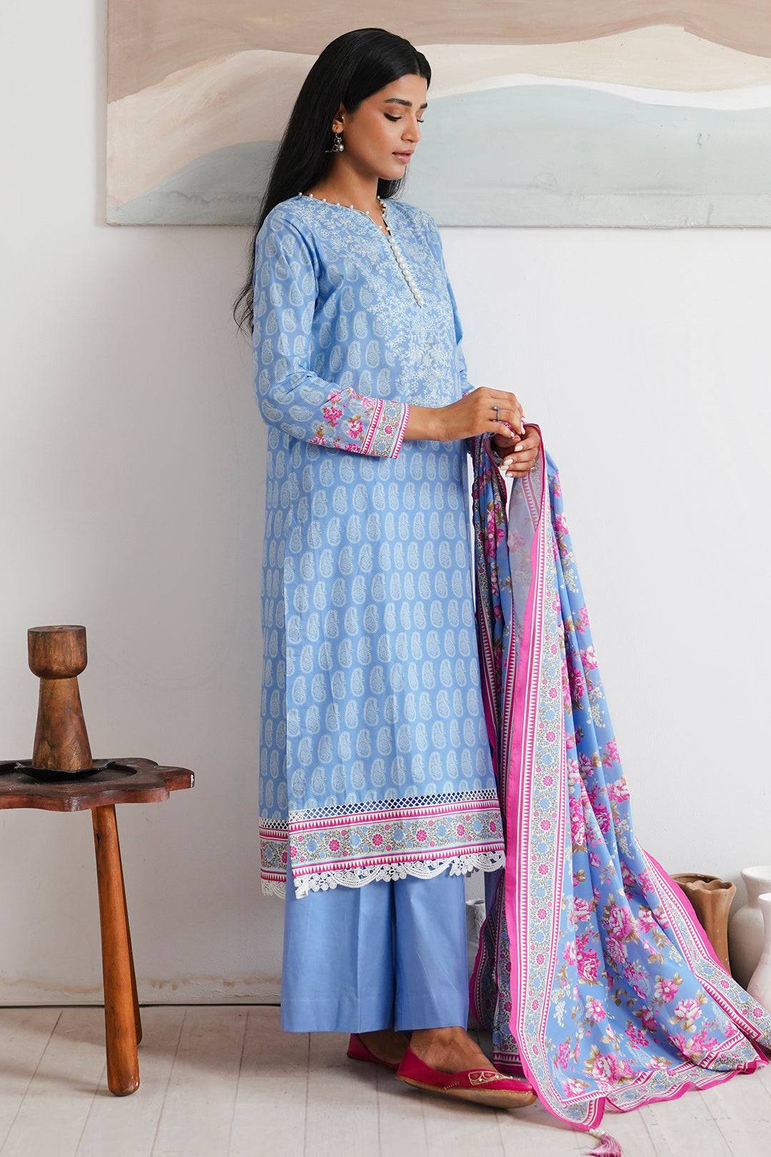 Zellbury | Unstitched 3 Piece Cambric | Shirt Shalwar Dupatta - 0039 by Maria Faisal - Registered Vendor of : Zellbury Women - type : Essential Unstitched - 100% original wedding dresses