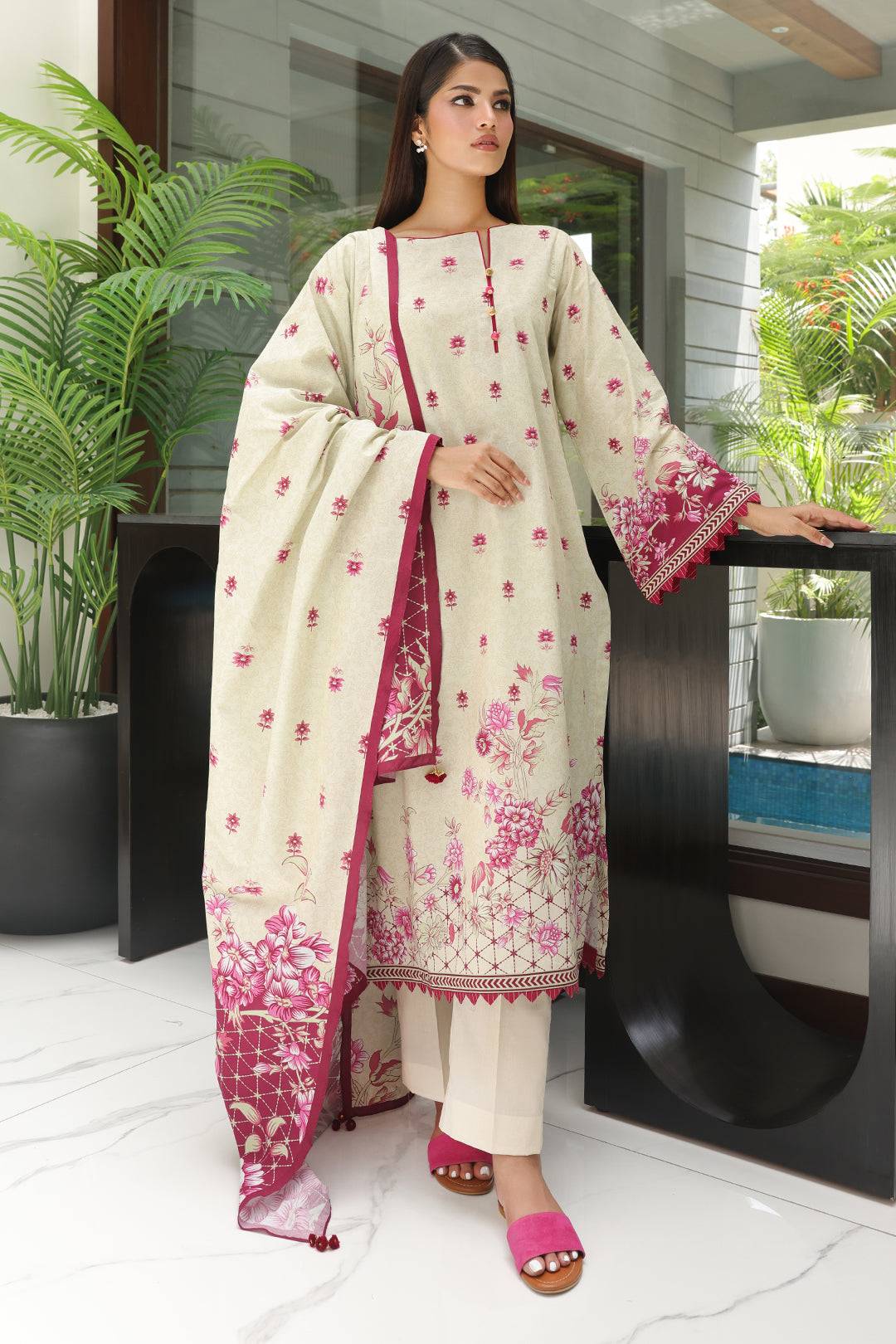 Zellbury | Unstitched 3 Piece Cambric | Shirt Shalwar Dupatta - 0040 by Maria Faisal - Registered Vendor of : Zellbury Women - type : Essential Unstitched - 100% original wedding dresses