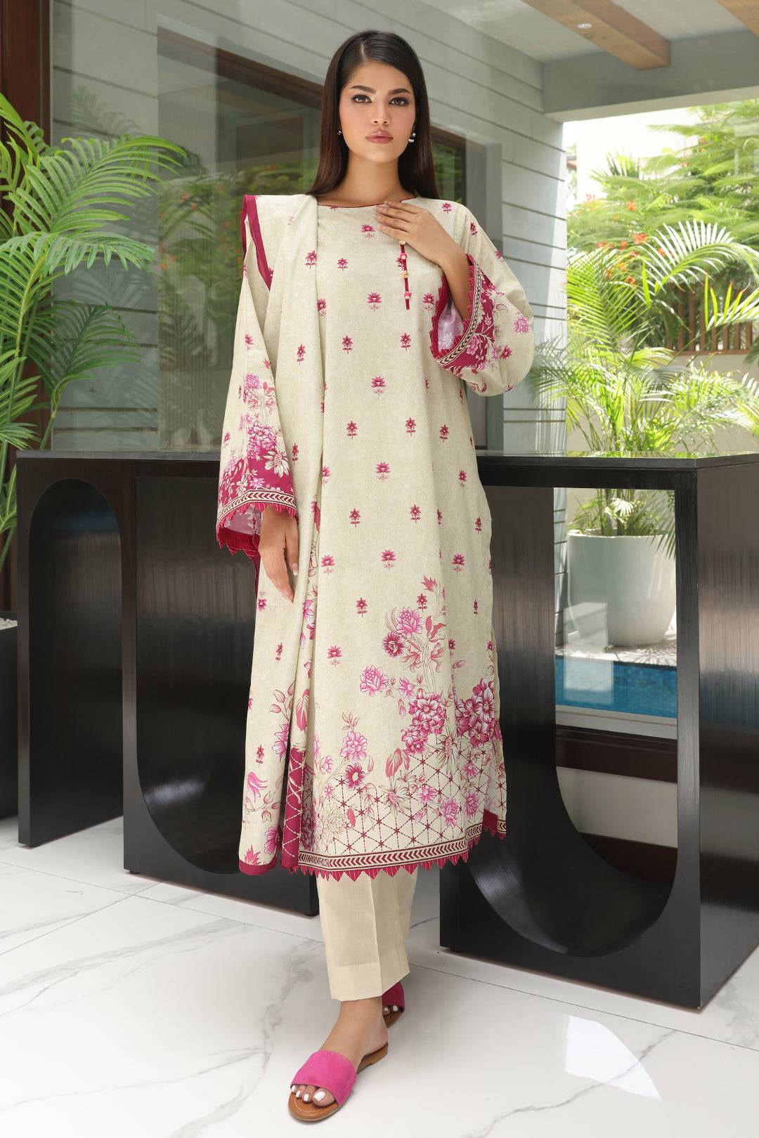 Zellbury | Unstitched 3 Piece Cambric | Shirt Shalwar Dupatta - 0040 by Maria Faisal - Registered Vendor of : Zellbury Women - type : Essential Unstitched - 100% original wedding dresses