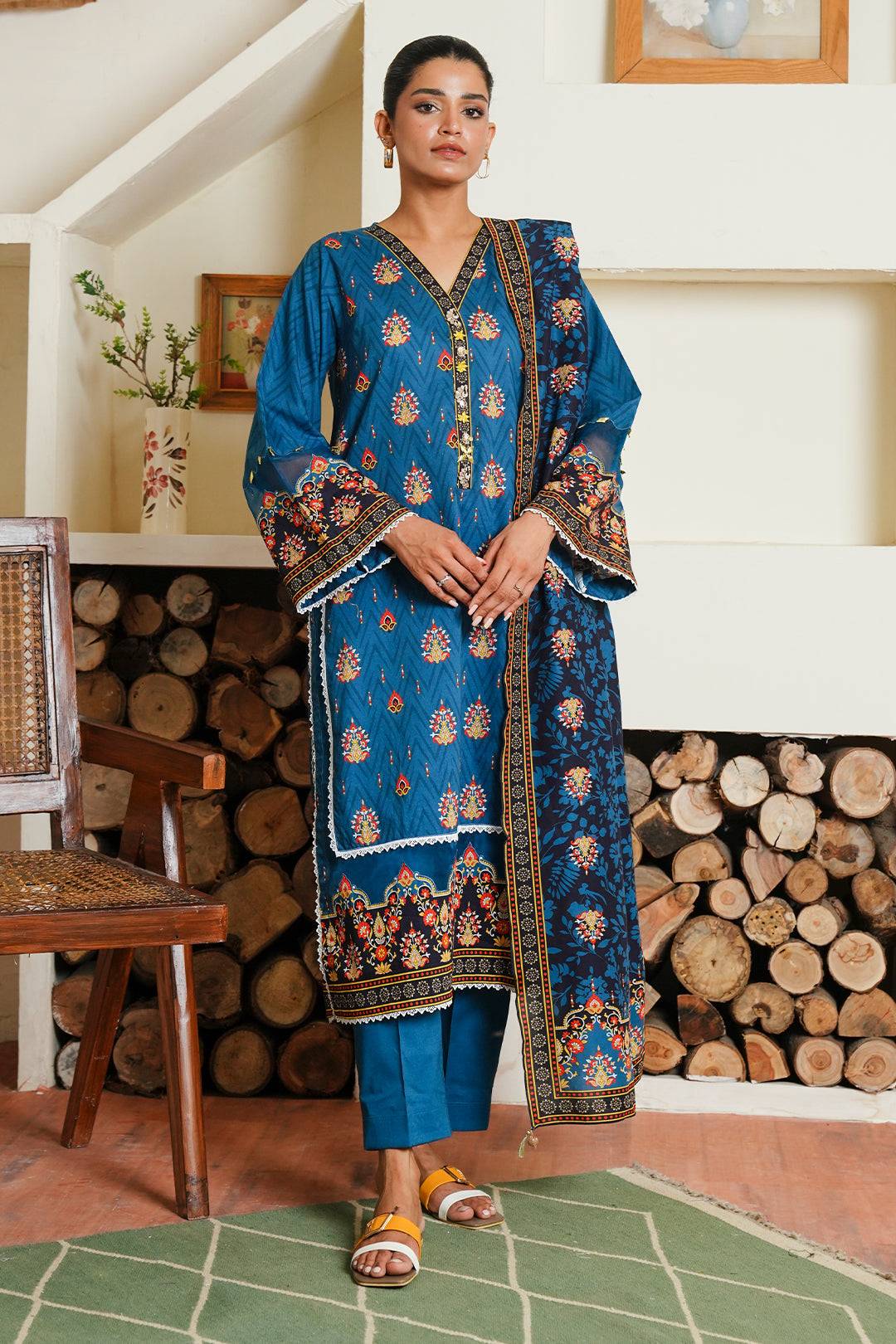 Zellbury | Unstitched 3 Piece Cambric | Shirt Shalwar Dupatta - 0042 by Maria Faisal - Registered Vendor of : Zellbury Women - type : Essential Unstitched - 100% original wedding dresses