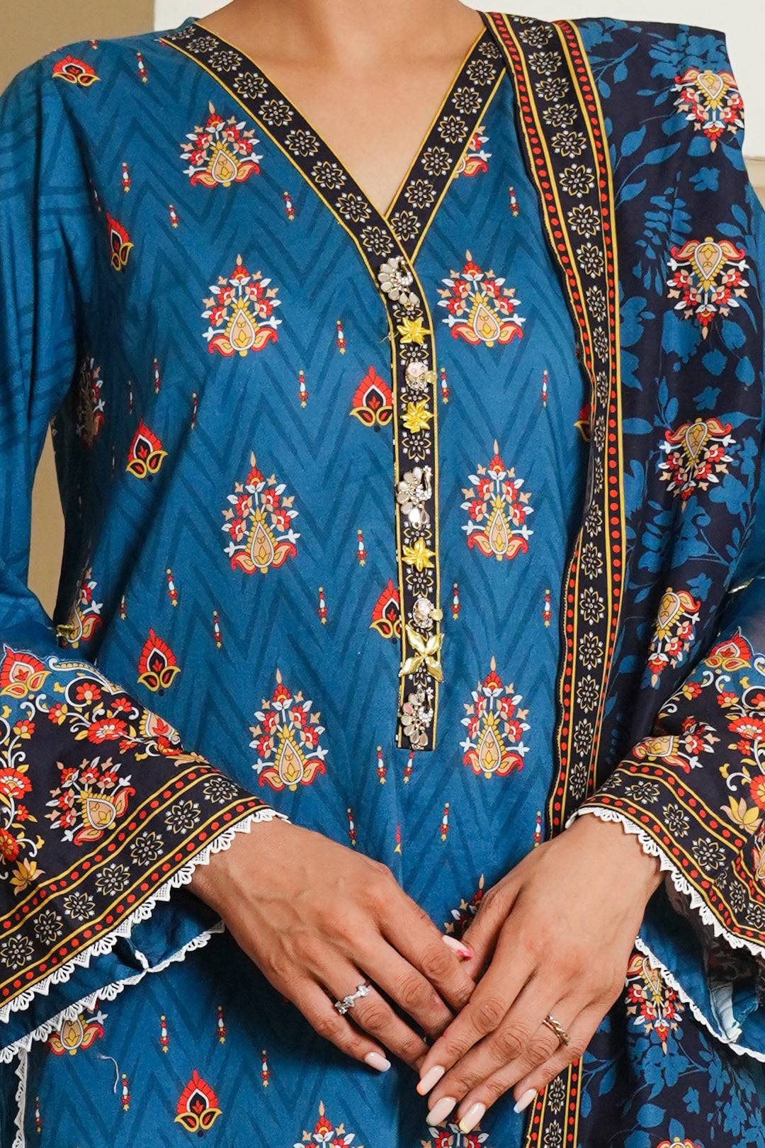 Zellbury | Unstitched 3 Piece Cambric | Shirt Shalwar Dupatta - 0042 by Maria Faisal - Registered Vendor of : Zellbury Women - type : Essential Unstitched - 100% original wedding dresses