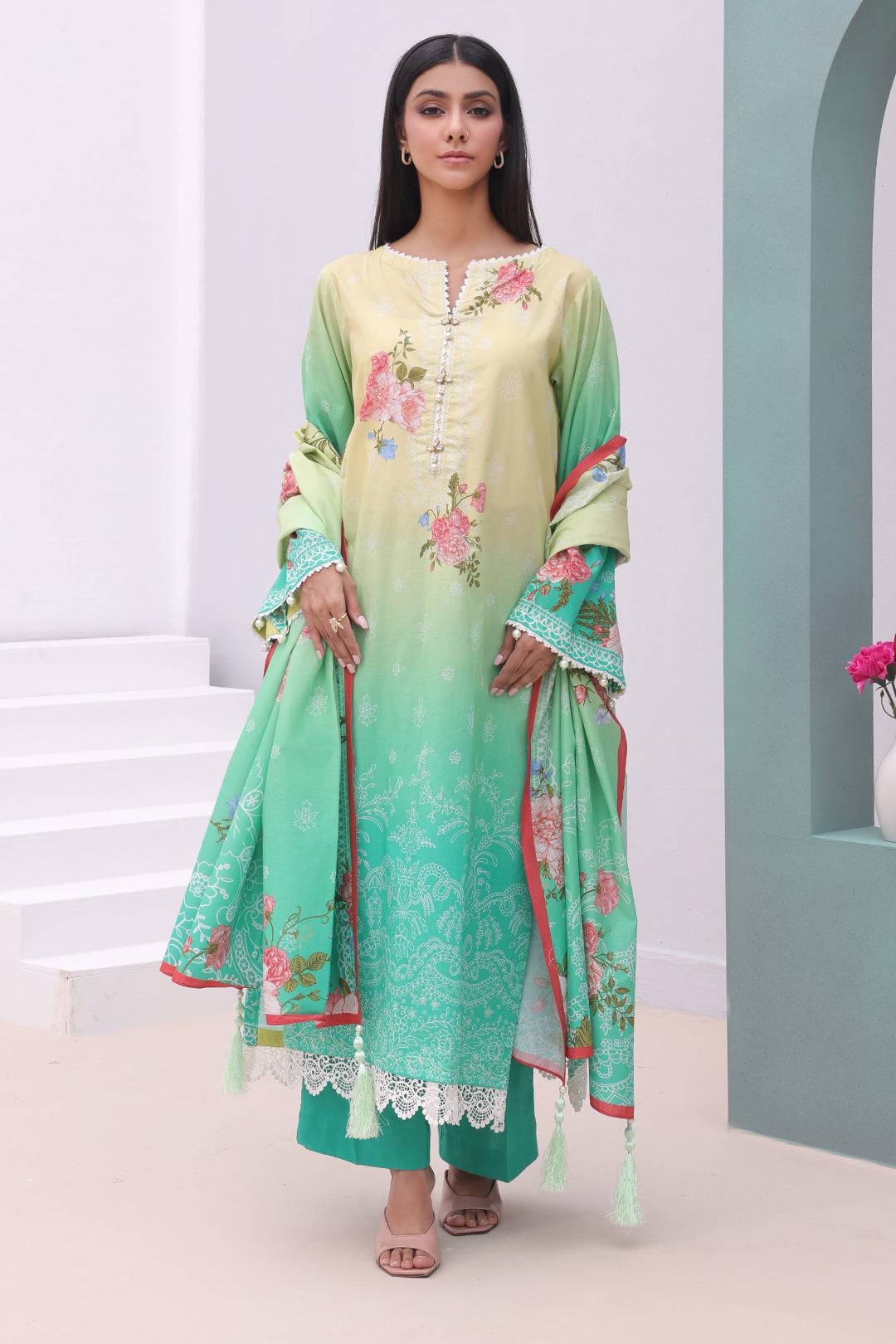 Zellbury | Unstitched 3 Piece Cambric | Shirt Shalwar Dupatta - 0043 by Maria Faisal - Registered Vendor of : Zellbury Women - type : Essential Unstitched - 100% original wedding dresses