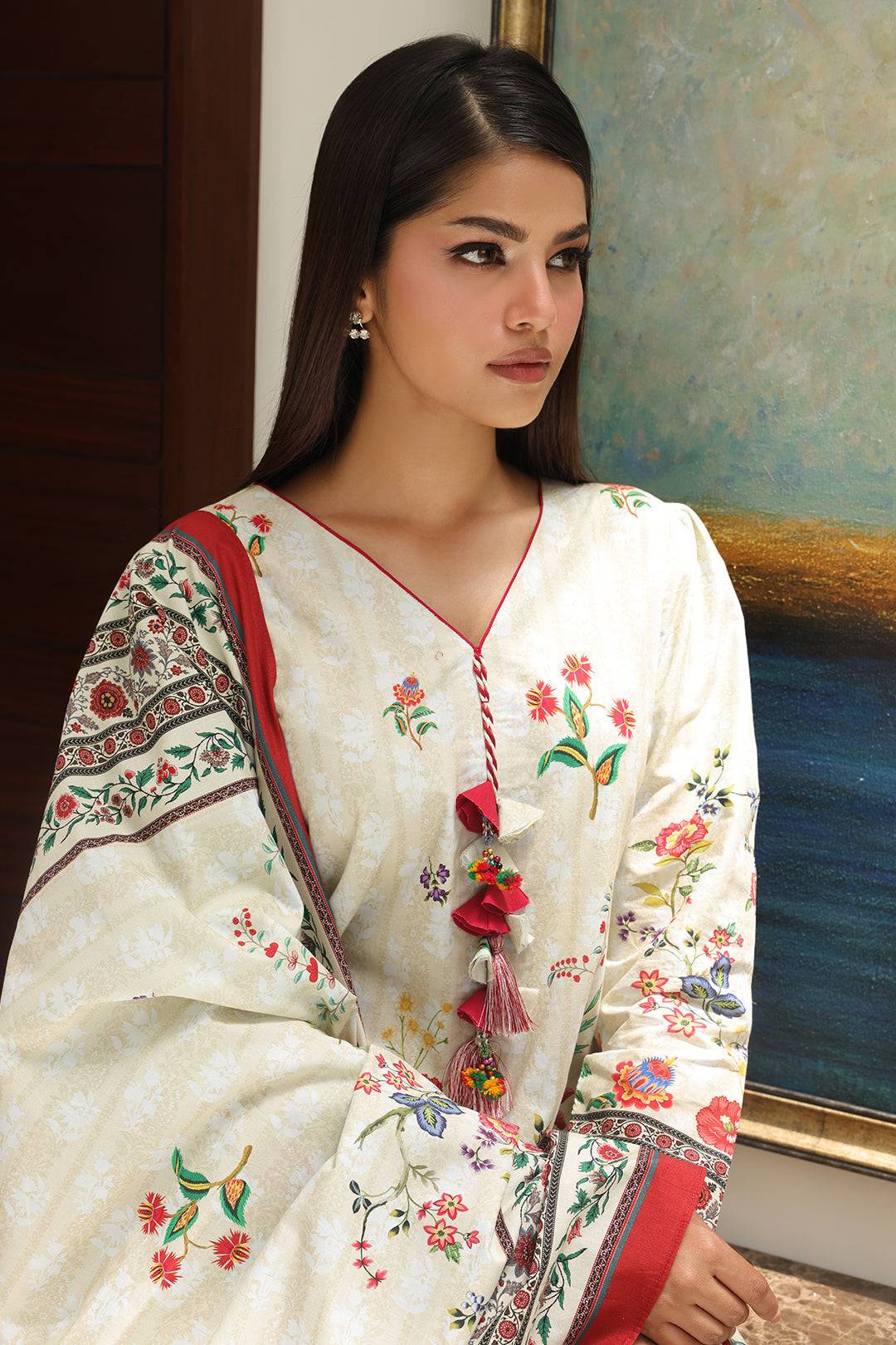 Zellbury | Unstitched 3 Piece Cambric | Shirt Shalwar Dupatta - 0044 by Maria Faisal - Registered Vendor of : Zellbury Women - type : Essential Unstitched - 100% original wedding dresses
